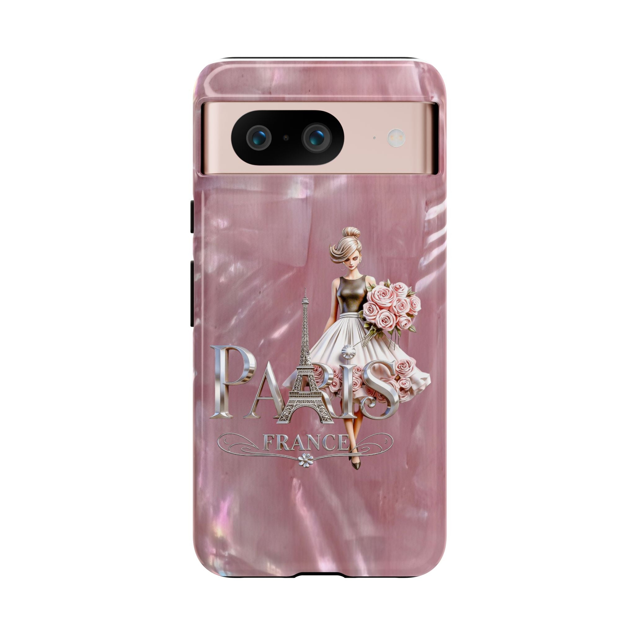 Paris Floral Phone Case - Pink Eiffel Tower Fashion Girl Tough Case Printify