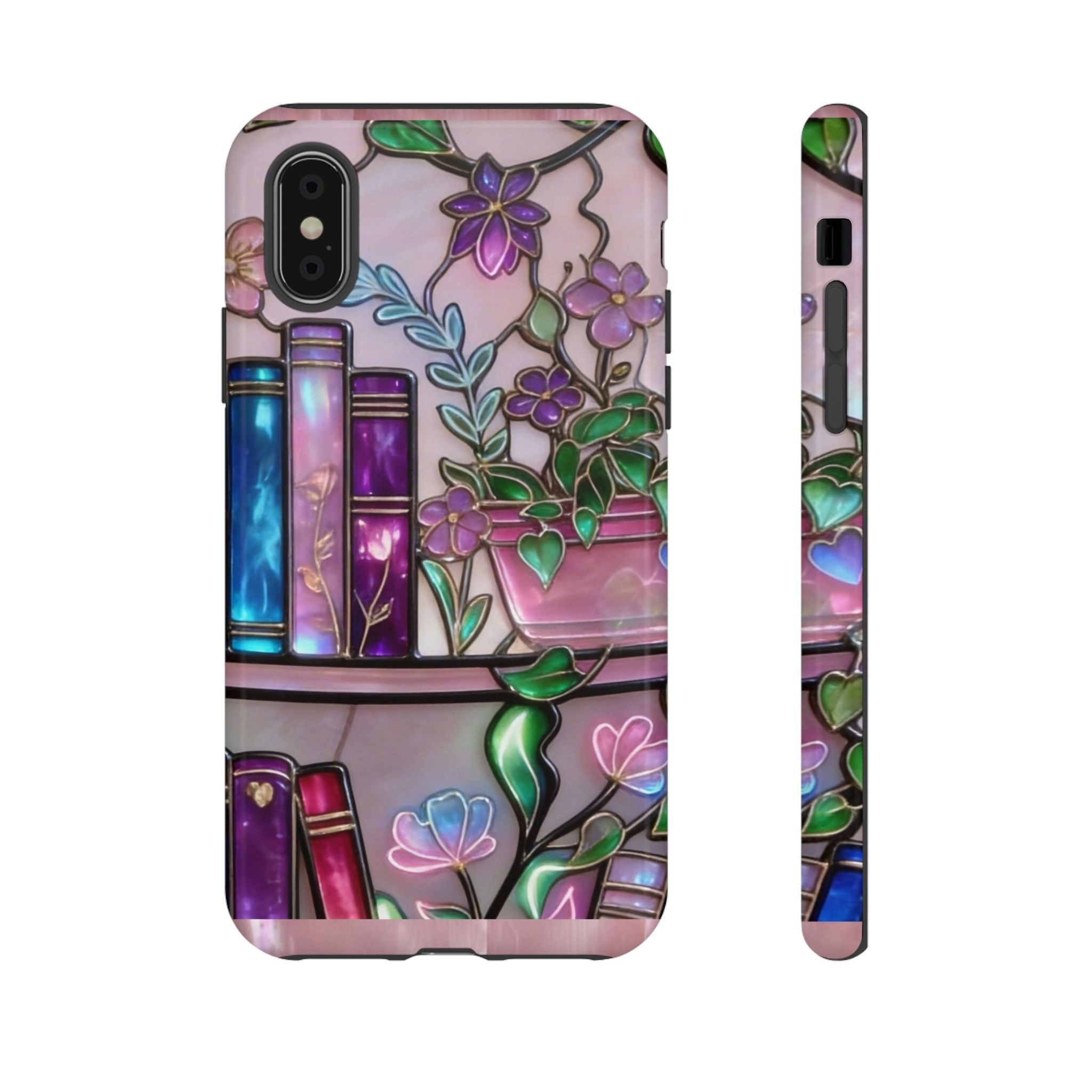 Floral Bookshelf Phone Case — Pastel Botanicals & Magical Book Art Printify
