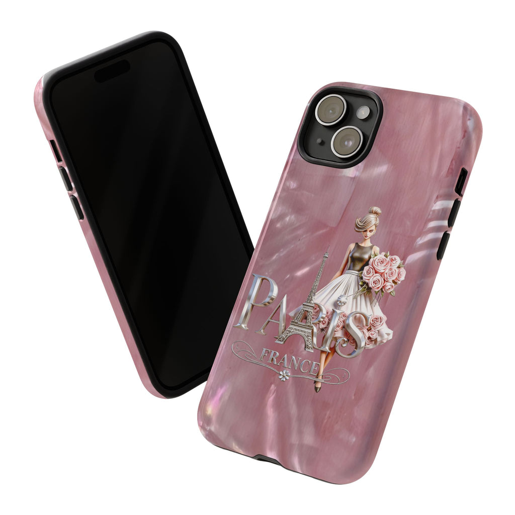 Paris Floral Phone Case - Pink Eiffel Tower Fashion Girl Tough Case Printify