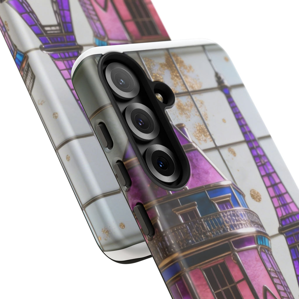 Parisian Eiffel Tower Tough Phone Case — Purple Vintage Cityscape Printify