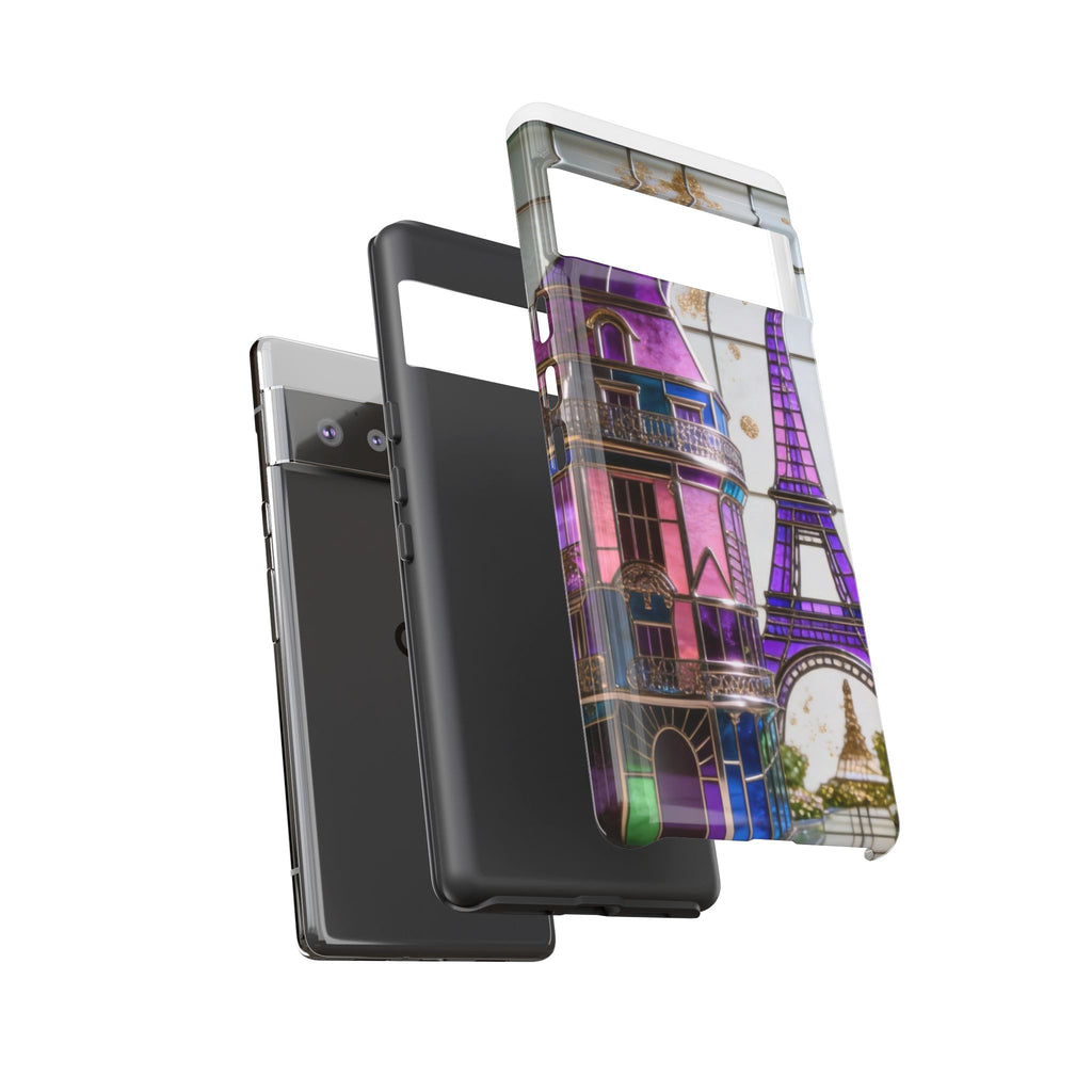 Parisian Eiffel Tower Tough Phone Case — Purple Vintage Cityscape Printify