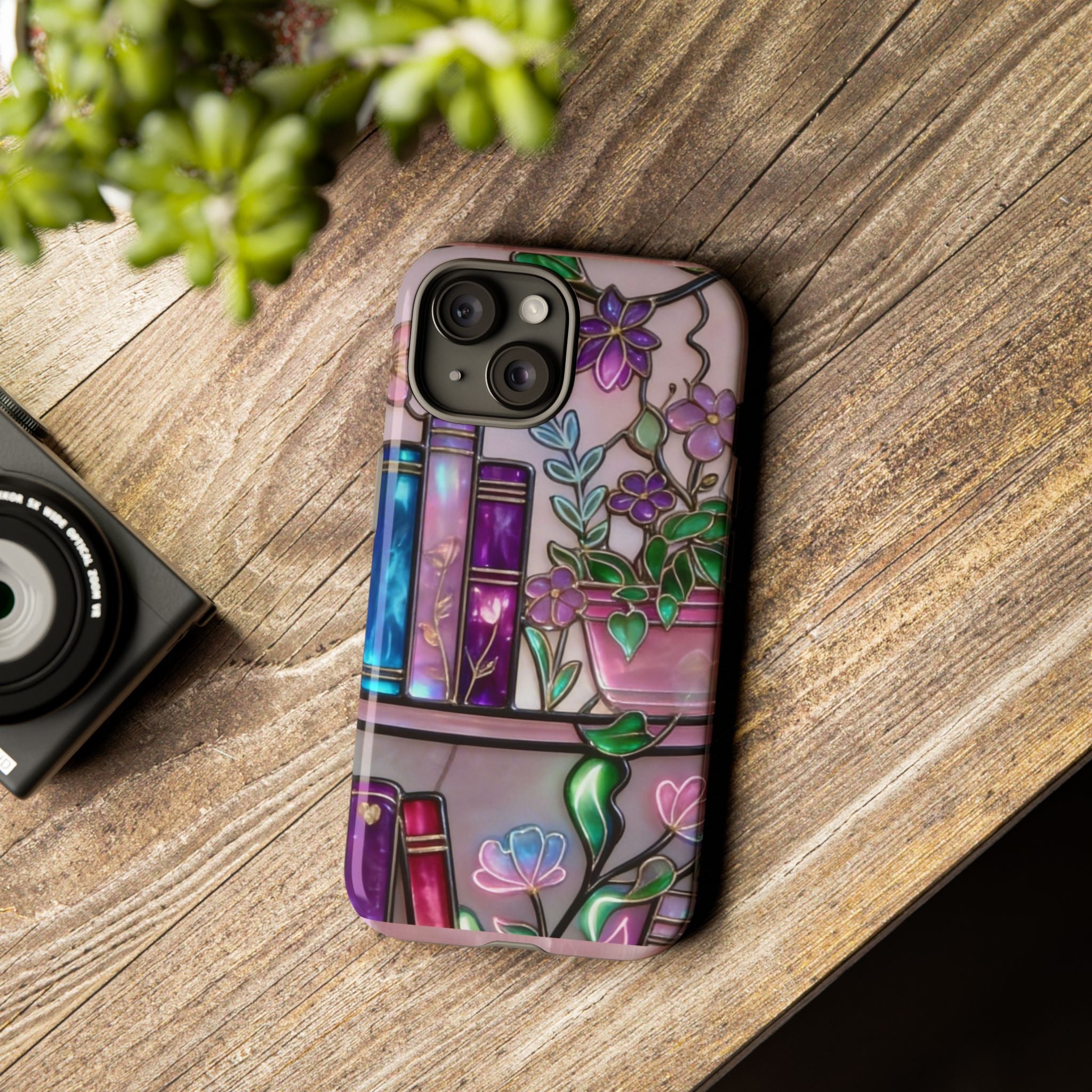Floral Bookshelf Phone Case — Pastel Botanicals & Magical Book Art Printify