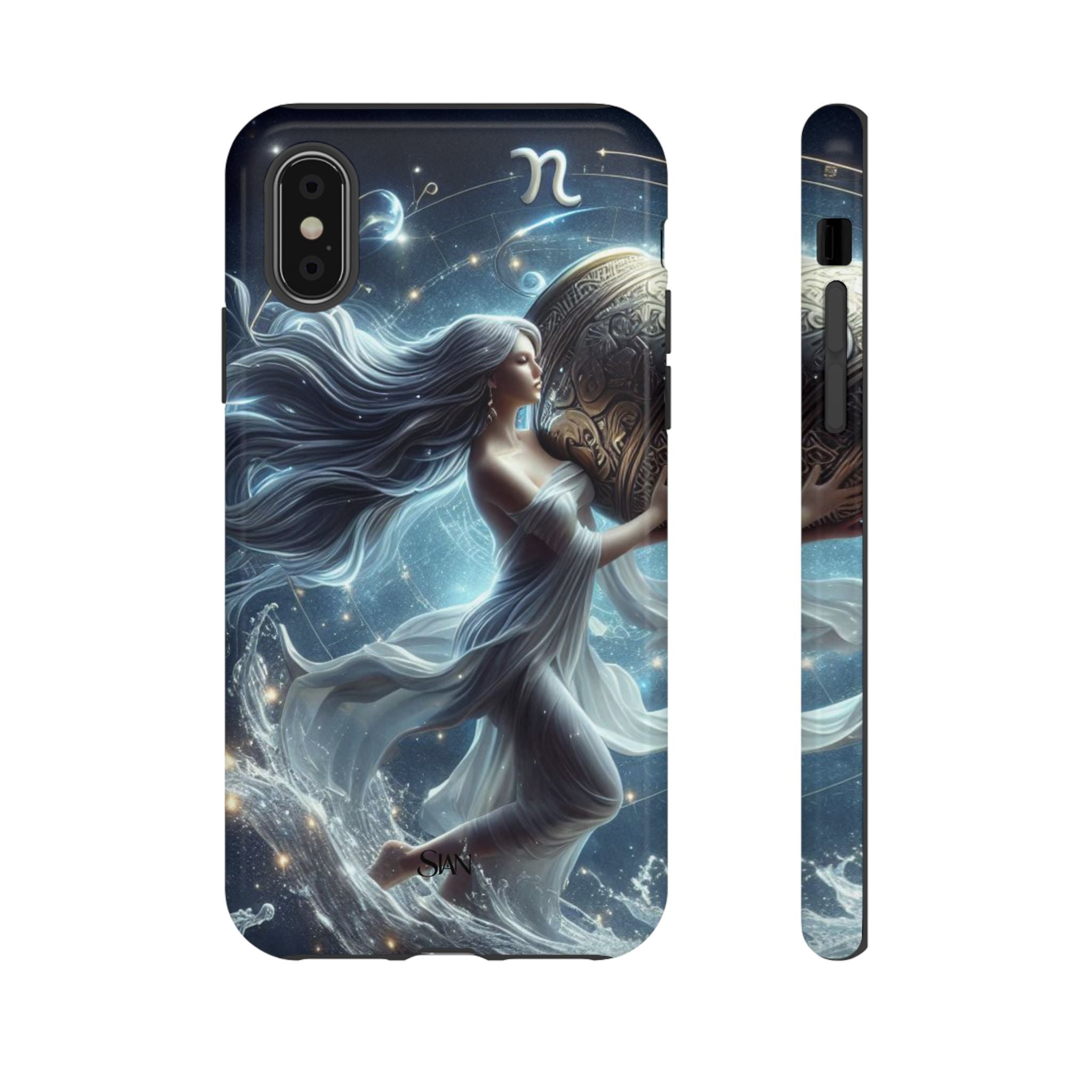 Moonlit Athena figure phone case | Goddess warrior celestial art tough case Printify