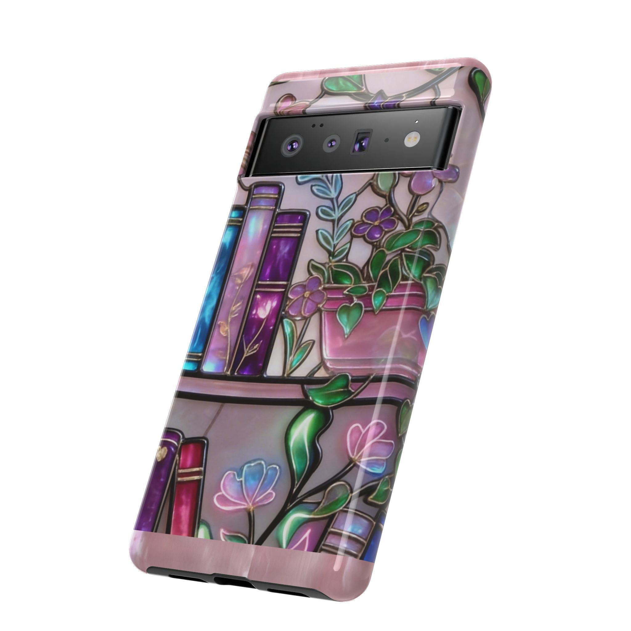 Floral Bookshelf Phone Case — Pastel Botanicals & Magical Book Art Printify