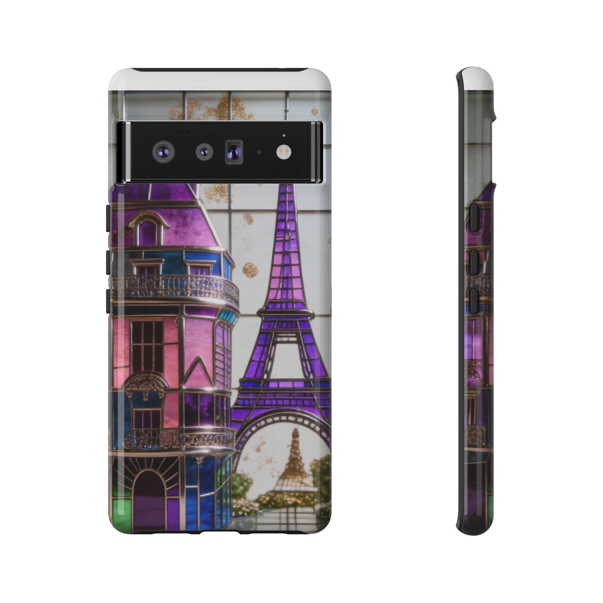 Parisian Eiffel Tower Tough Phone Case — Purple Vintage Cityscape Printify