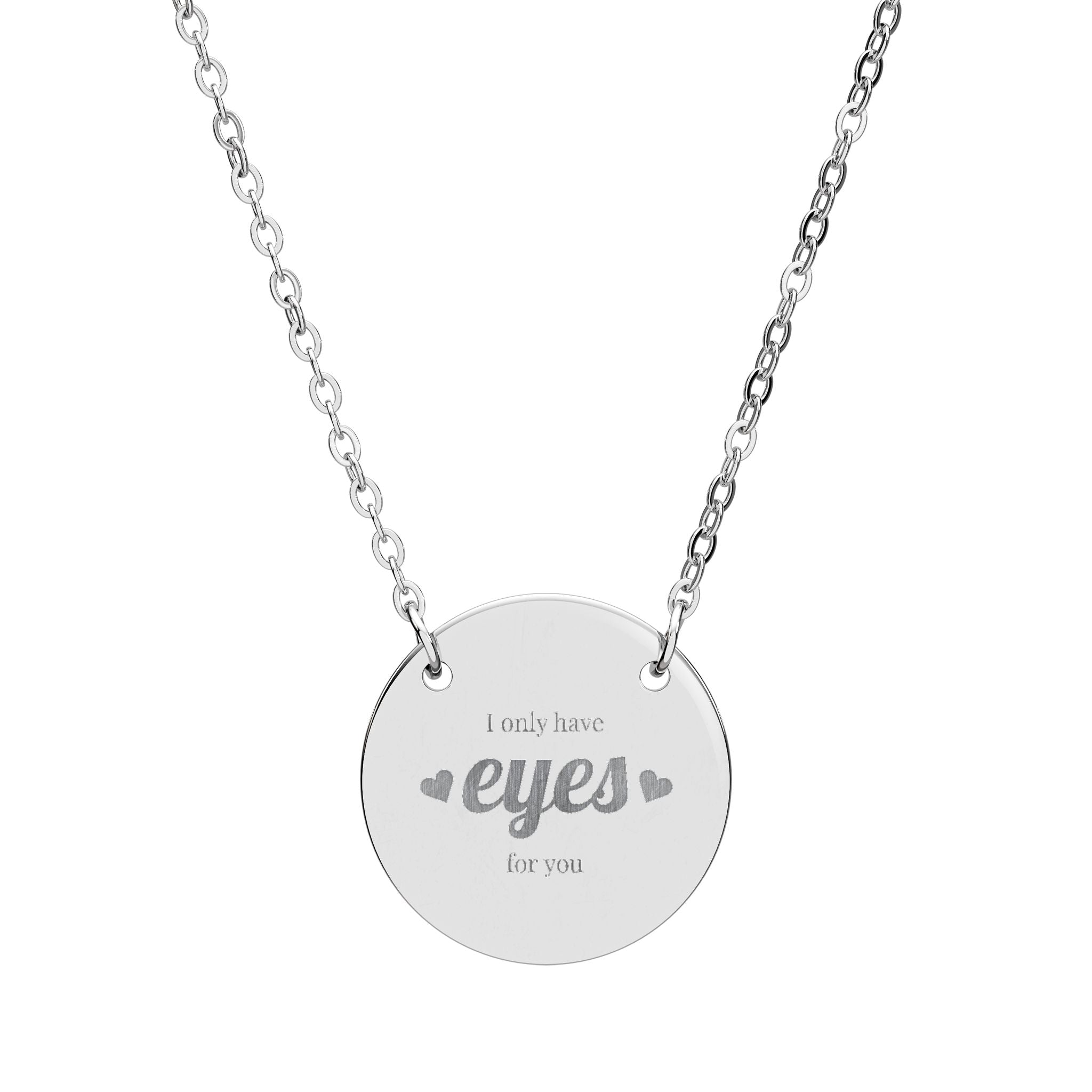 engraved 'eyes' circle necklace, round pendant engraving Printify