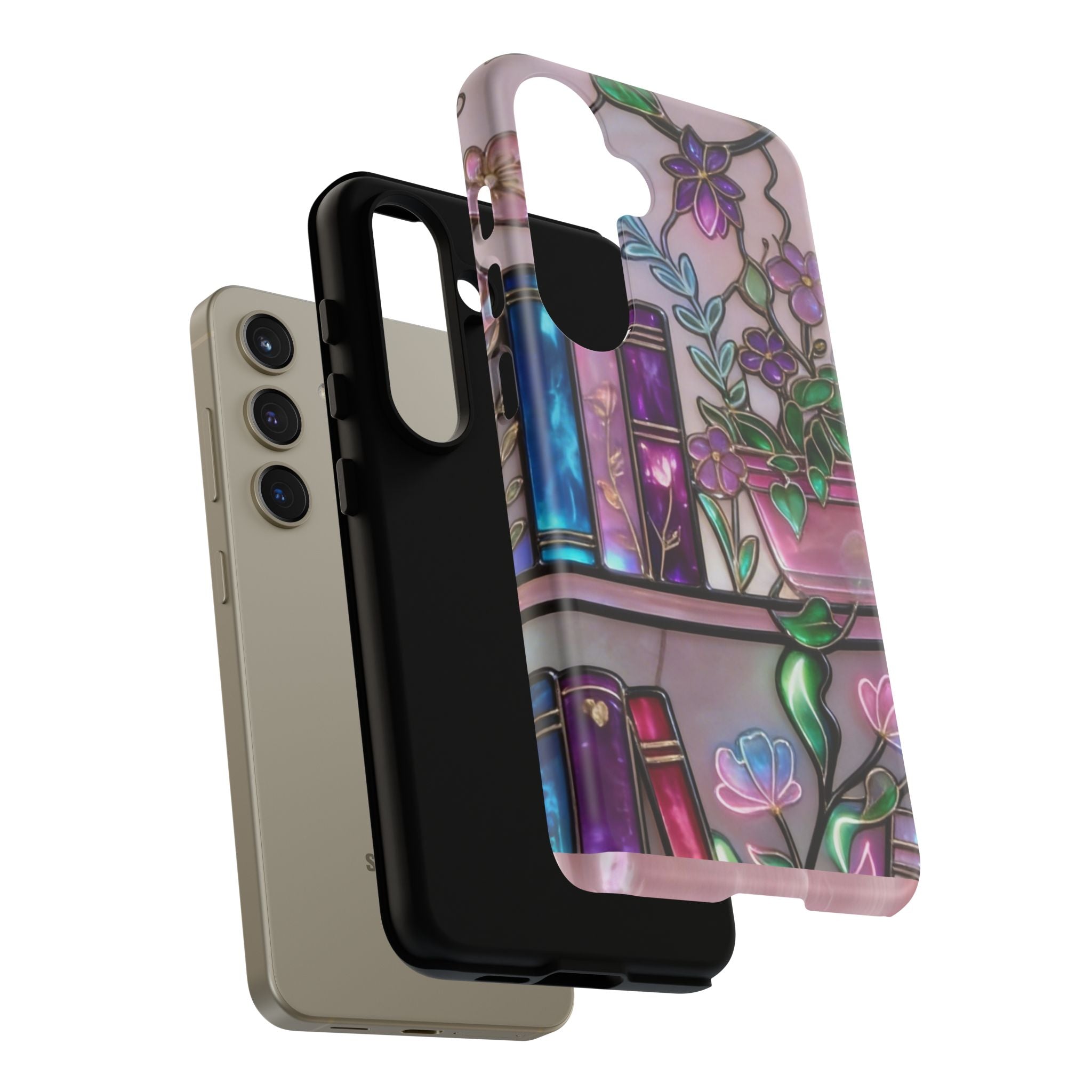 Floral Bookshelf Phone Case — Pastel Botanicals & Magical Book Art Printify