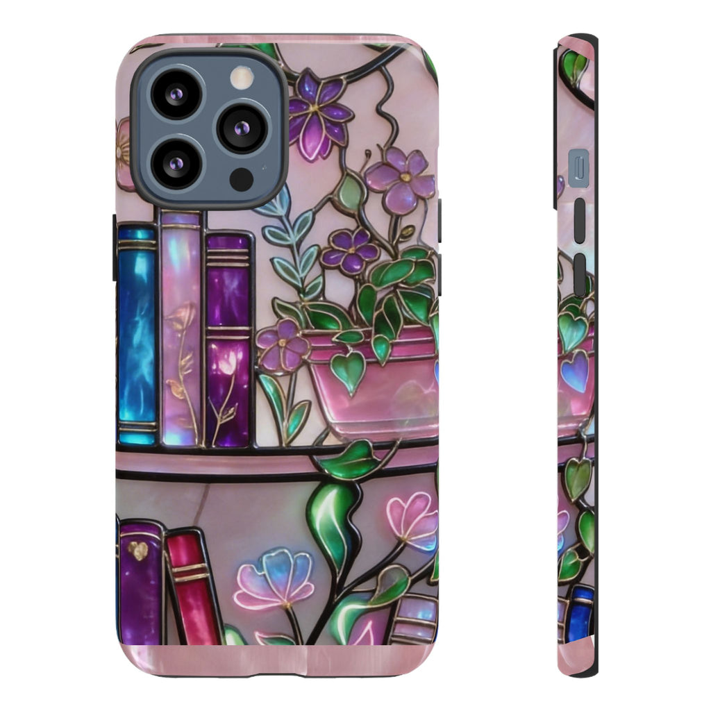 Floral Bookshelf Phone Case — Pastel Botanicals & Magical Book Art Printify