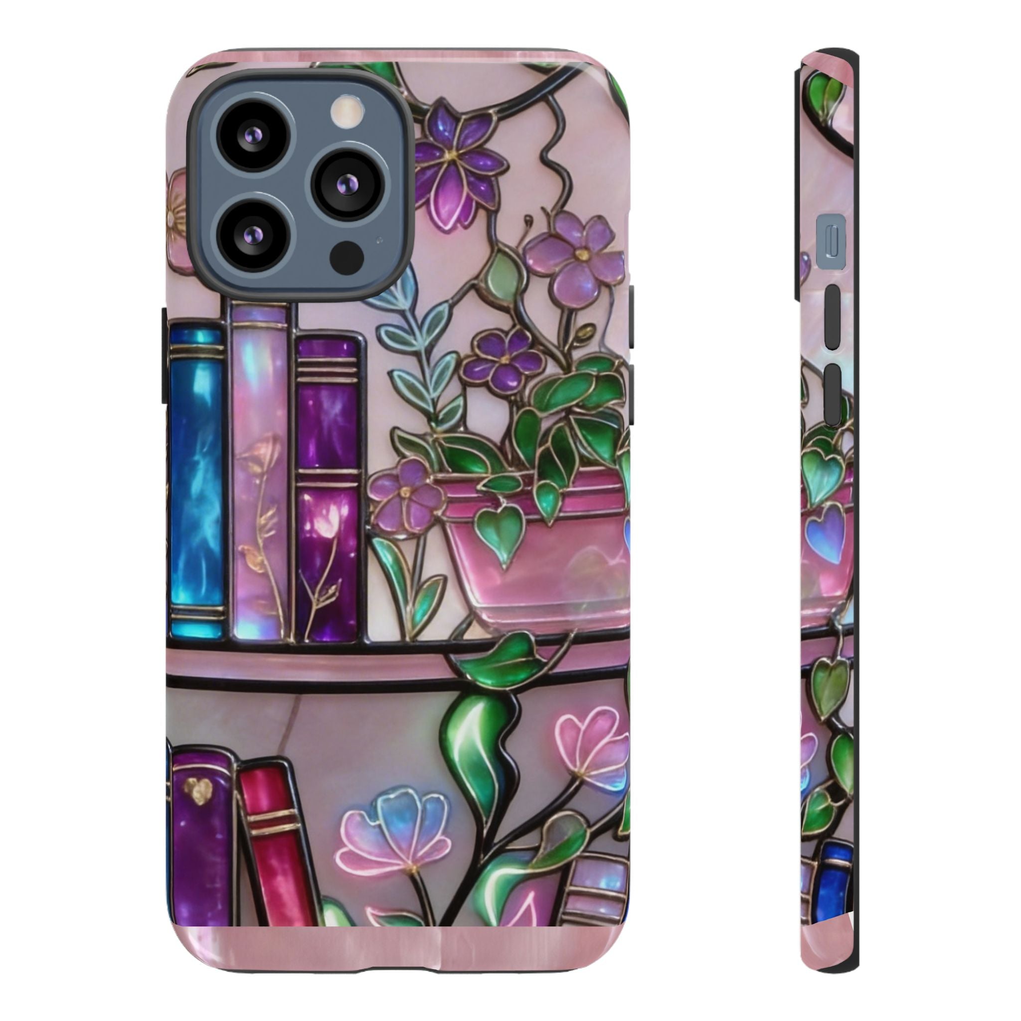 Floral Bookshelf Phone Case — Pastel Botanicals & Magical Book Art Printify