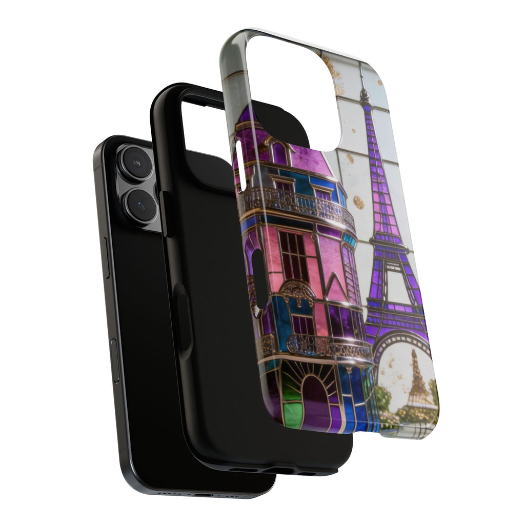 Parisian Eiffel Tower Tough Phone Case — Purple Vintage Cityscape Printify