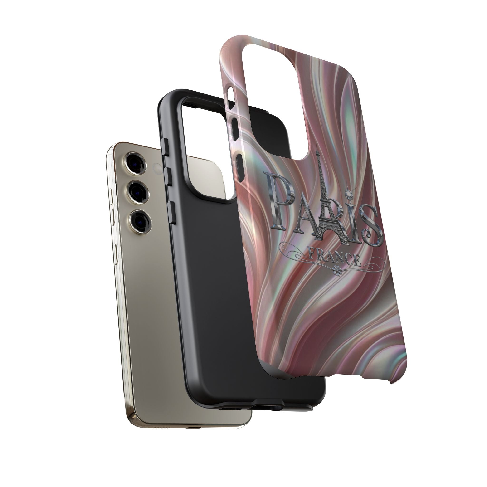 Paris Eiffel Phone Case — Iridescent Swirl Tough Case Printify