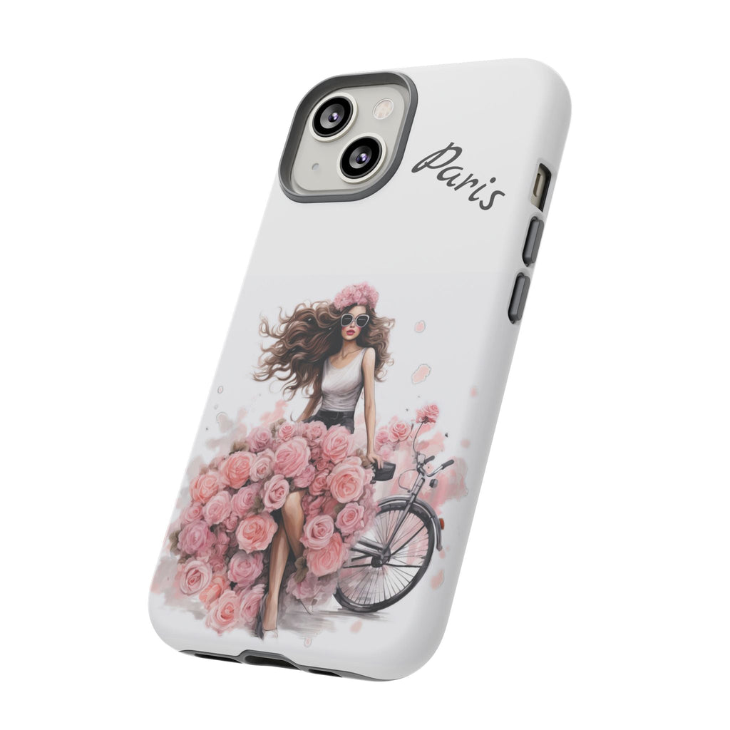 Paris Rose Bicycle woman phone case | Floral iPhone case Printify