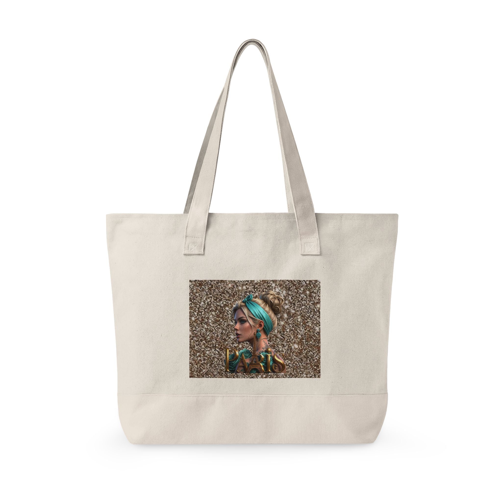 Canvas Tote Bag — Boho Woman Portrait on Glitter Background Printify