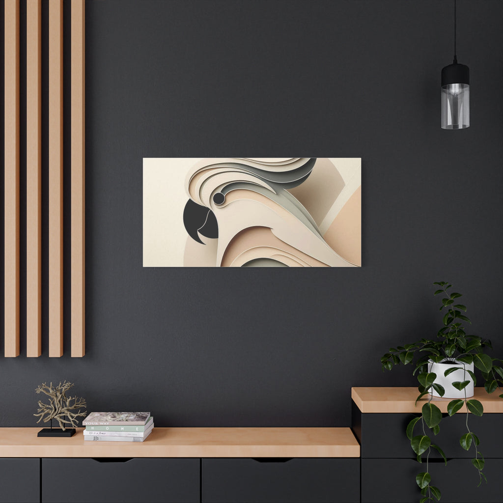 Abstract Paper Cut Cockatoo Matte Canvas Printify