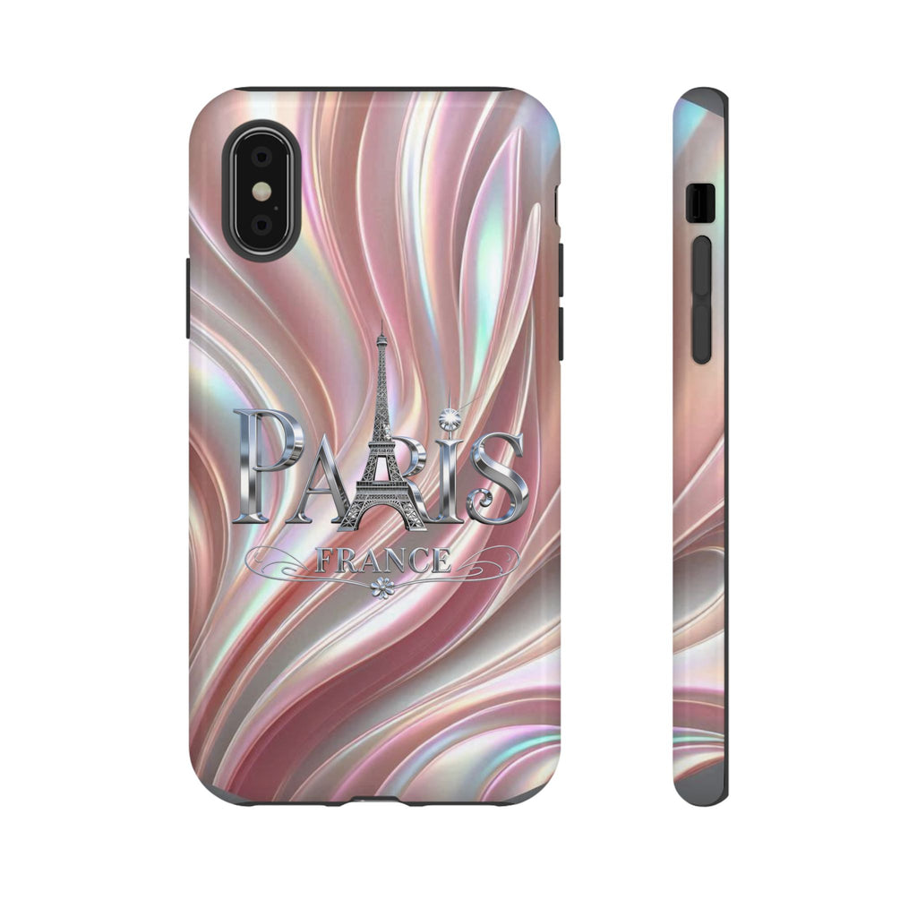 Paris Eiffel Phone Case — Iridescent Swirl Tough Case Printify