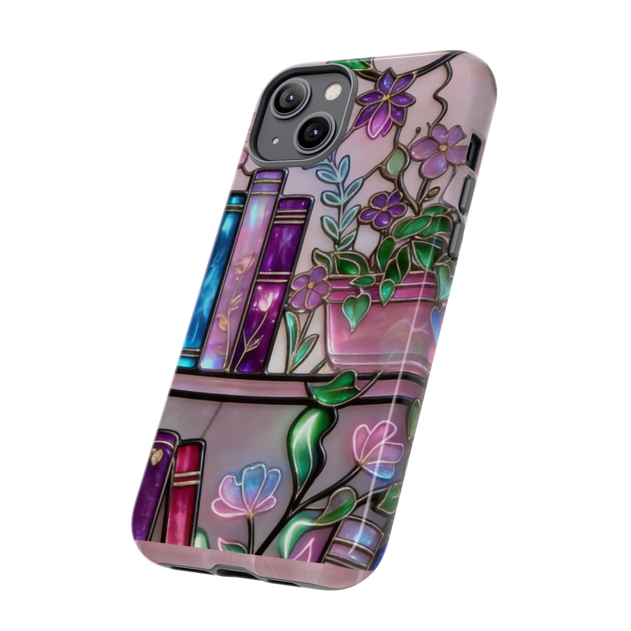 Floral Bookshelf Phone Case — Pastel Botanicals & Magical Book Art Printify
