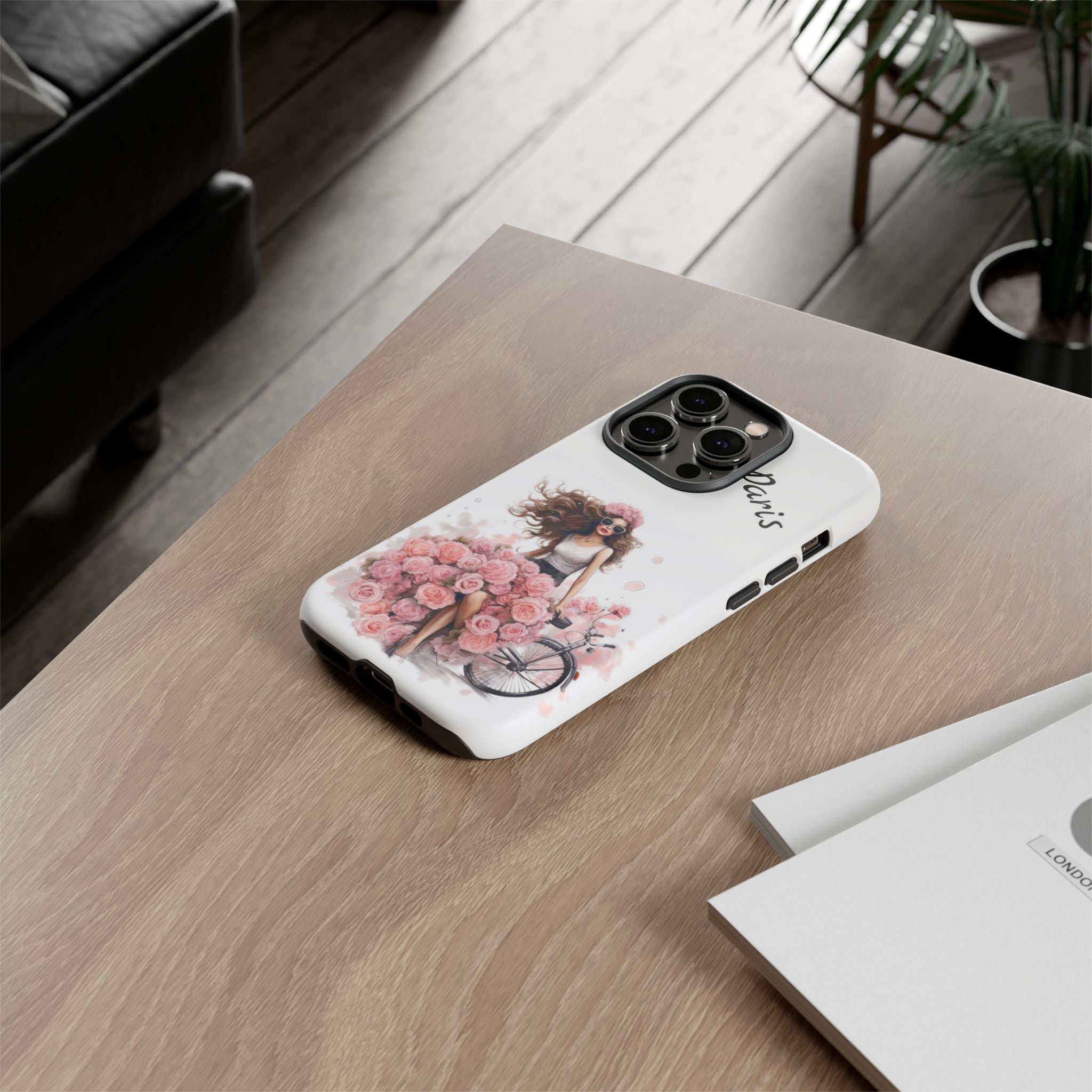 Paris Rose Bicycle woman phone case | Floral iPhone case Printify