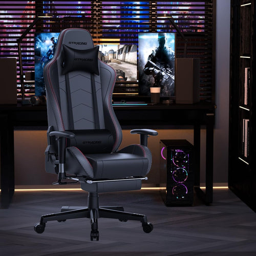 Gaming Chair with Footrest Speakers Video Game Chair Bluetooth Music