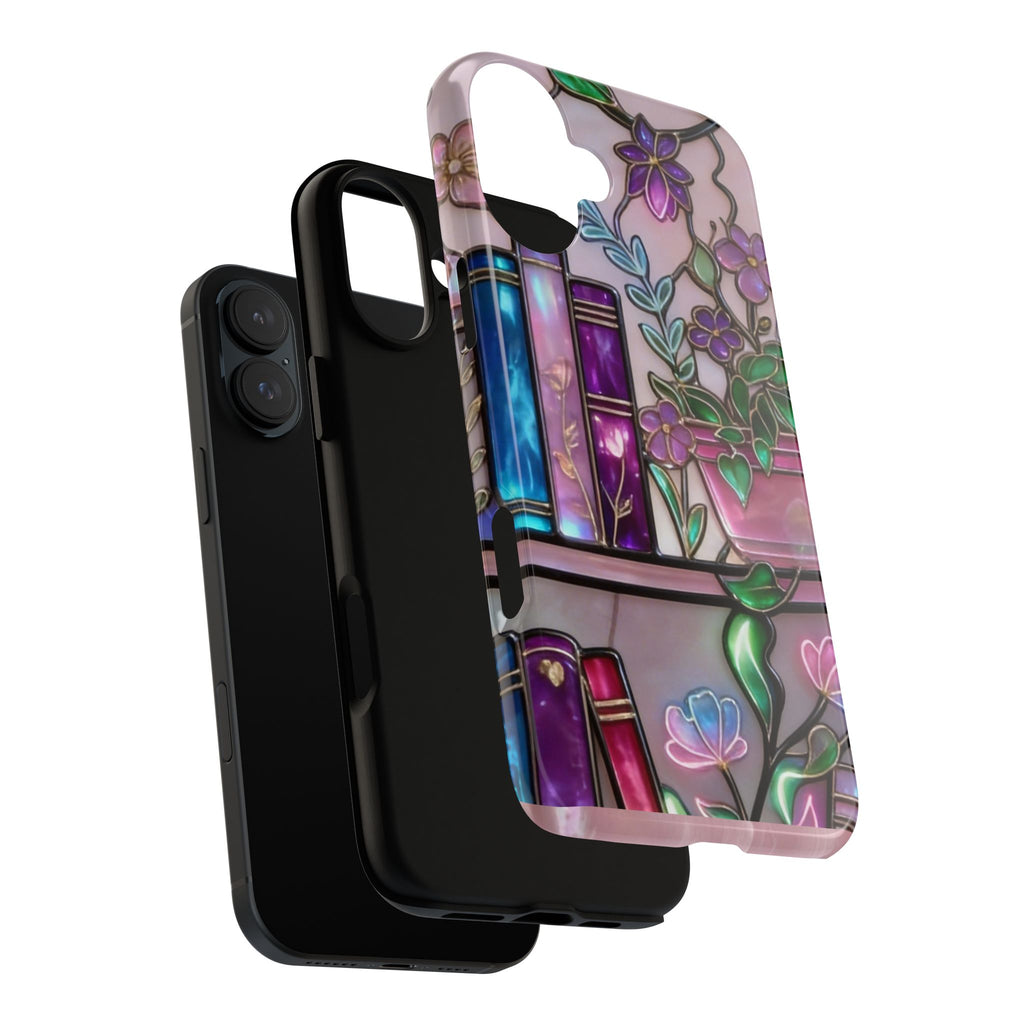 Floral Bookshelf Phone Case — Pastel Botanicals & Magical Book Art Printify