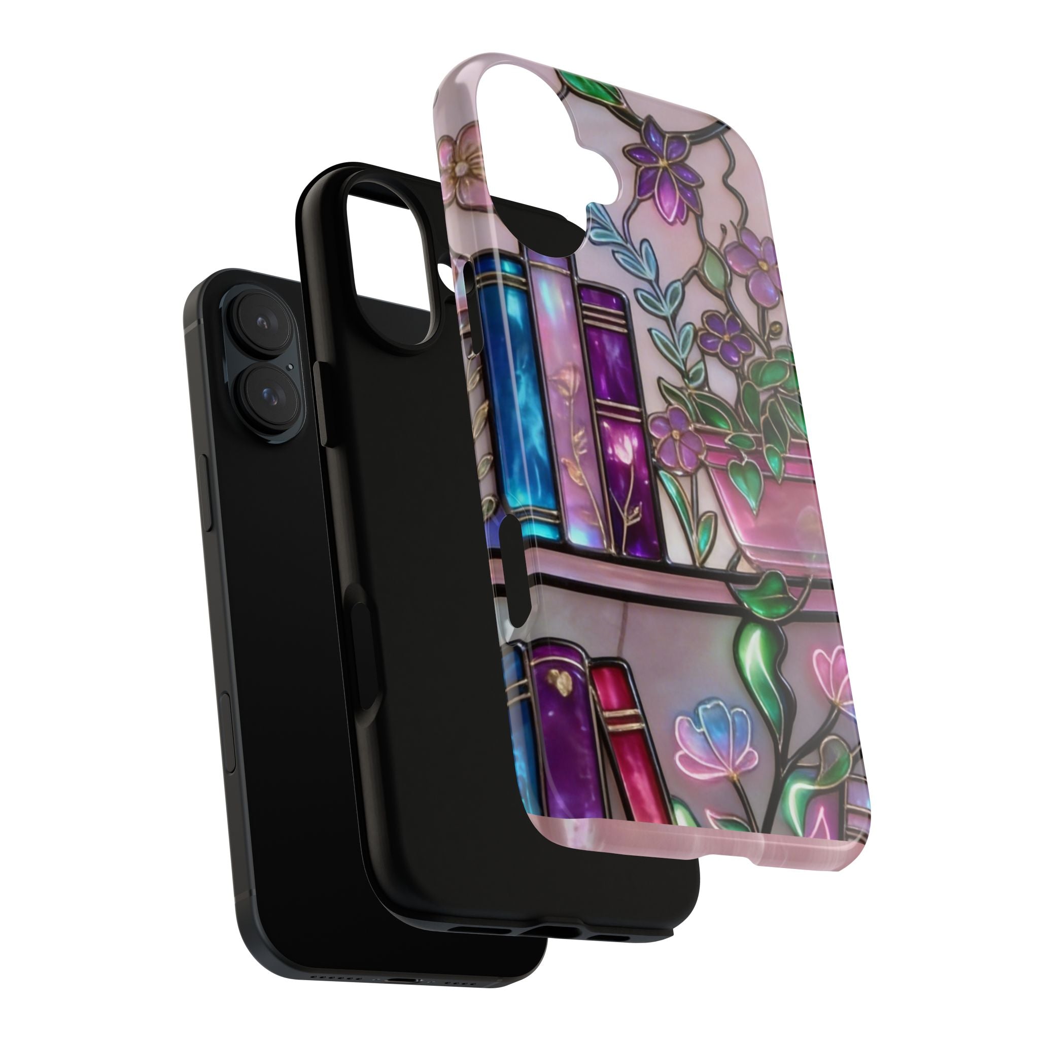 Floral Bookshelf Phone Case — Pastel Botanicals & Magical Book Art Printify