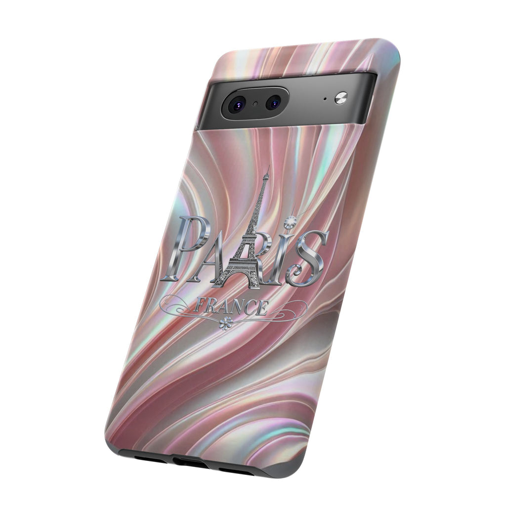 Paris Eiffel Phone Case — Iridescent Swirl Tough Case Printify