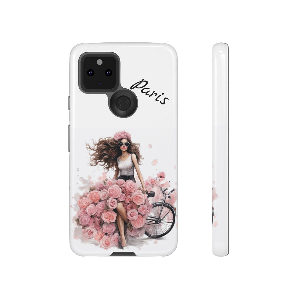 Paris Rose Bicycle woman phone case | Floral iPhone case Printify