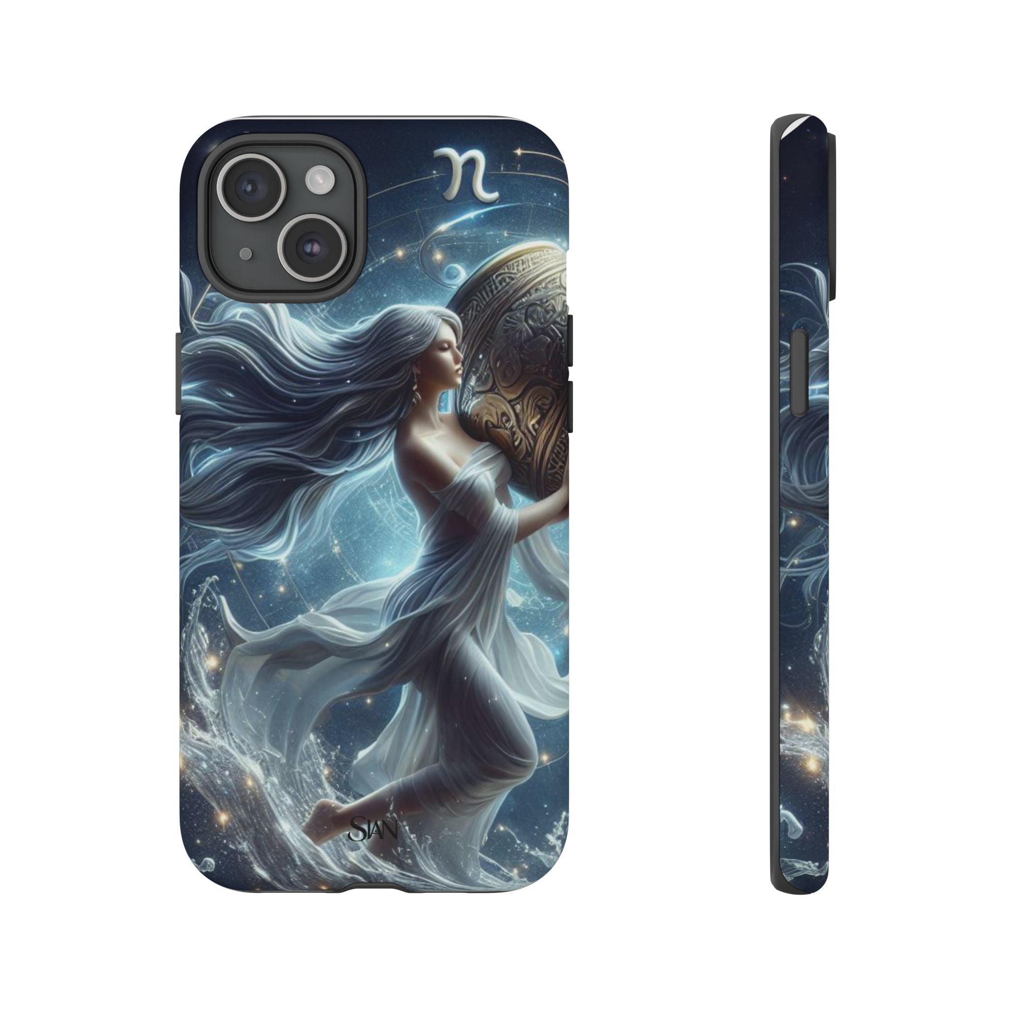 Moonlit Athena figure phone case | Goddess warrior celestial art tough case Printify