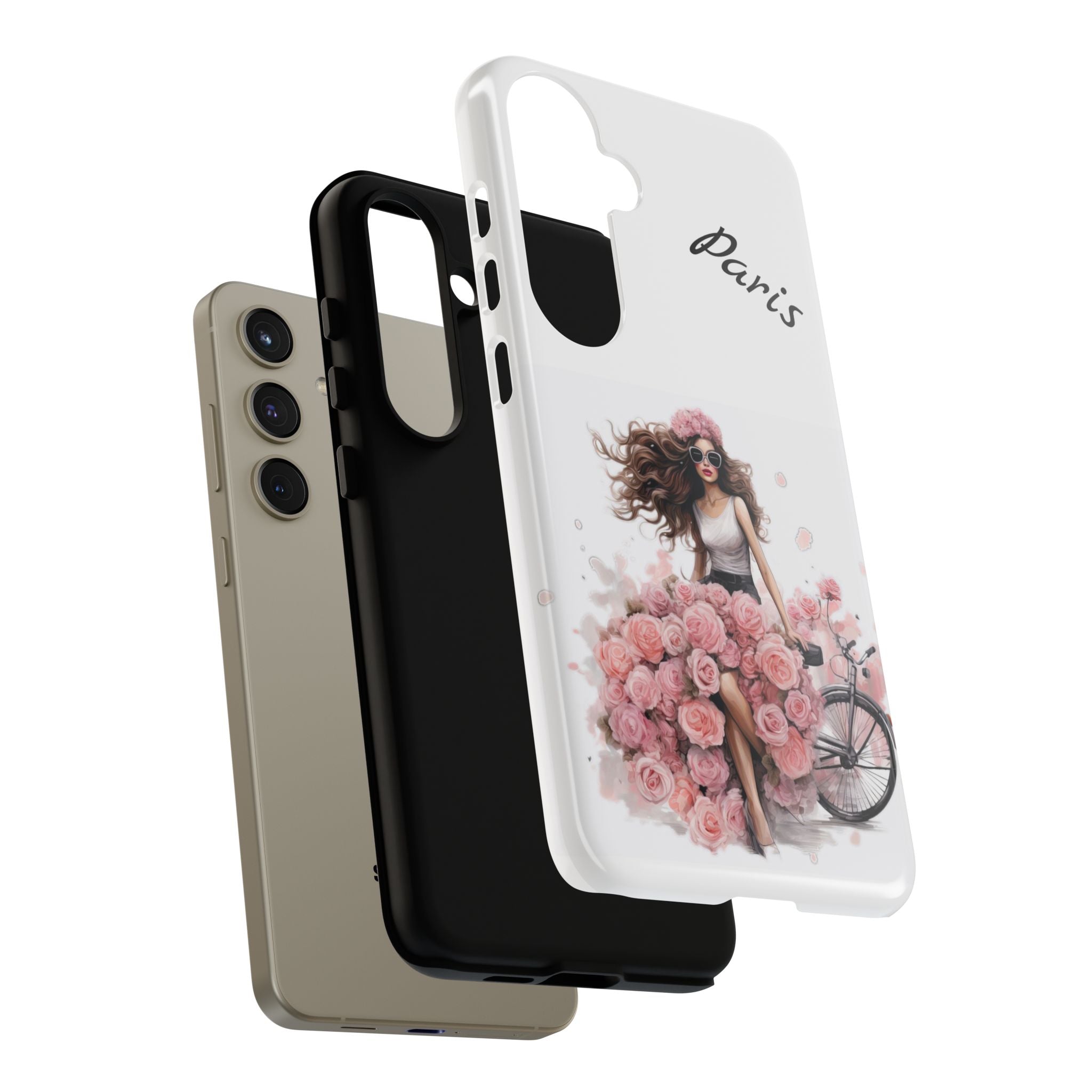 Paris Rose Bicycle woman phone case | Floral iPhone case Printify