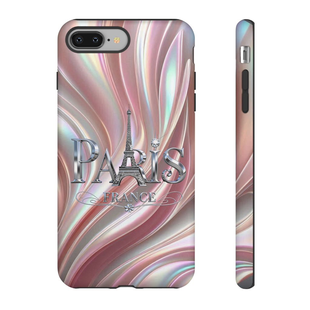 Paris Eiffel Phone Case — Iridescent Swirl Tough Case Printify