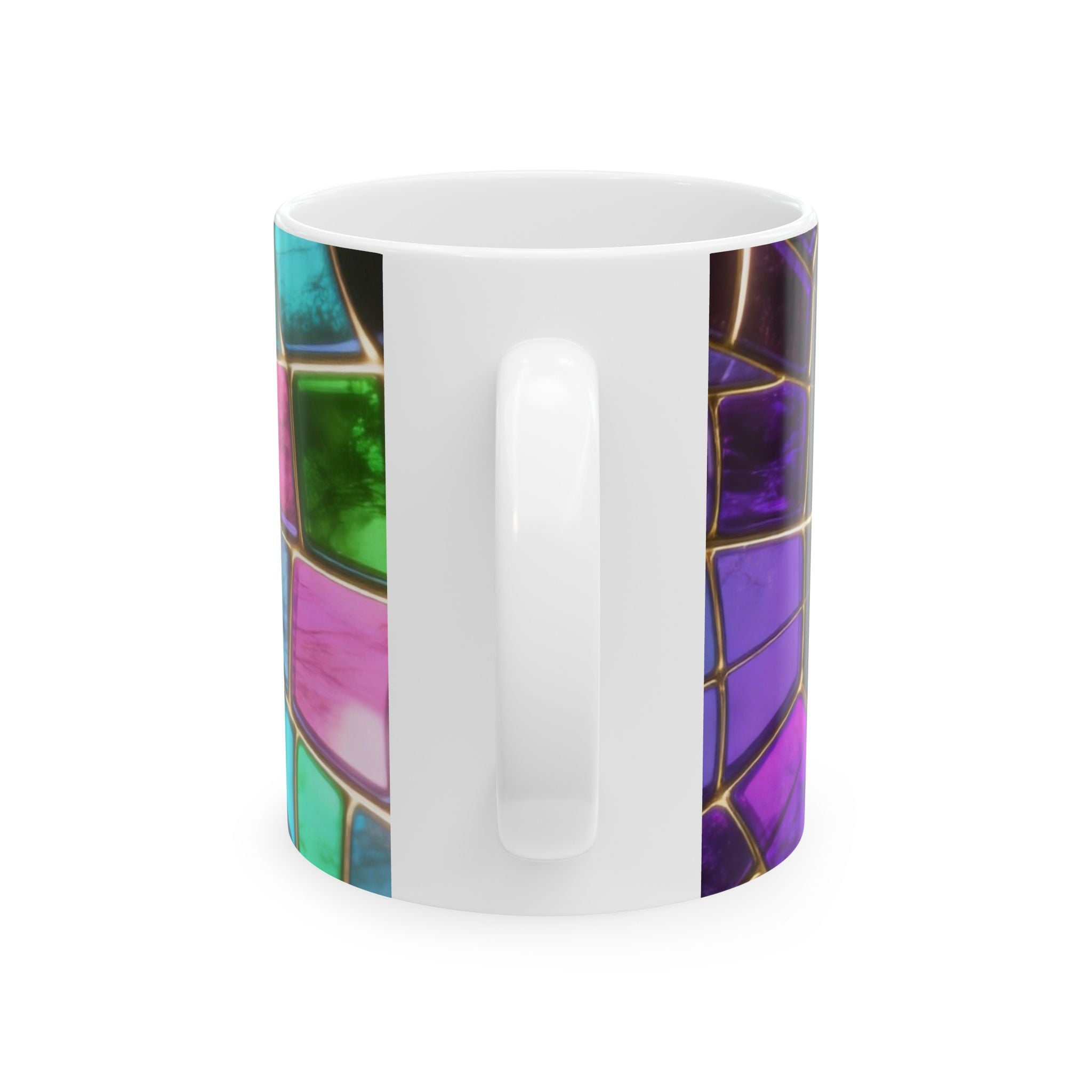 Stained Glass Spider Web Ceramic Mug — Halloween Gothic Coffee Cup (11oz/15oz) Printify