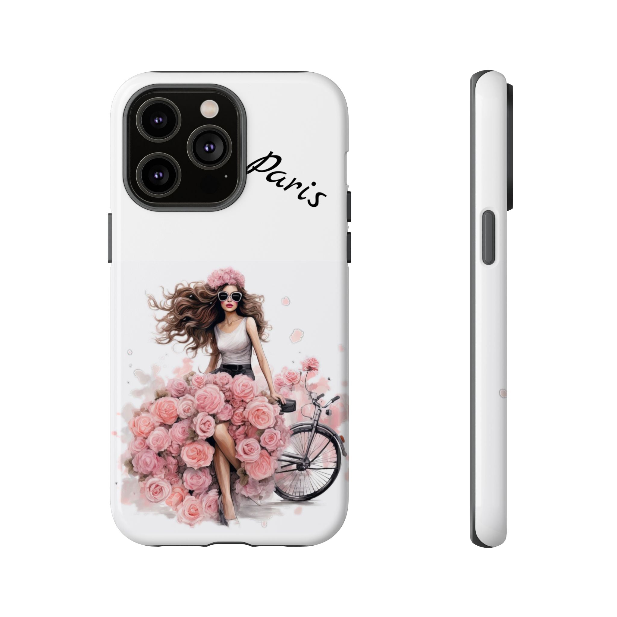 Paris Rose Bicycle woman phone case | Floral iPhone case Printify