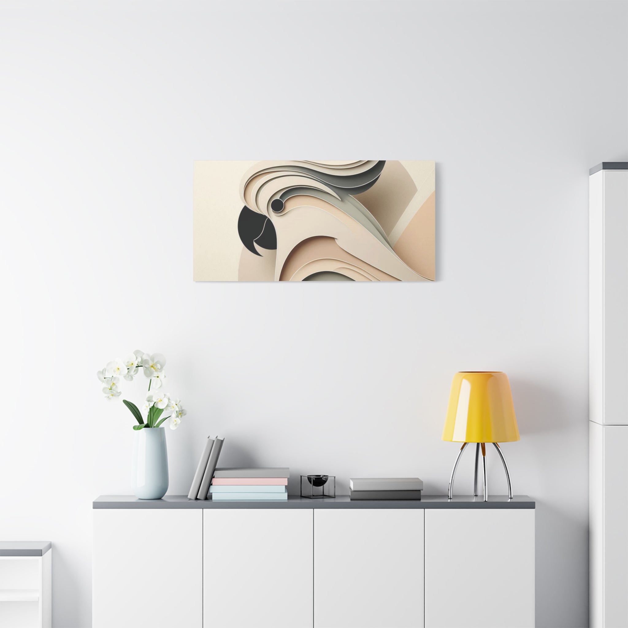 Abstract Paper Cut Cockatoo Matte Canvas Printify