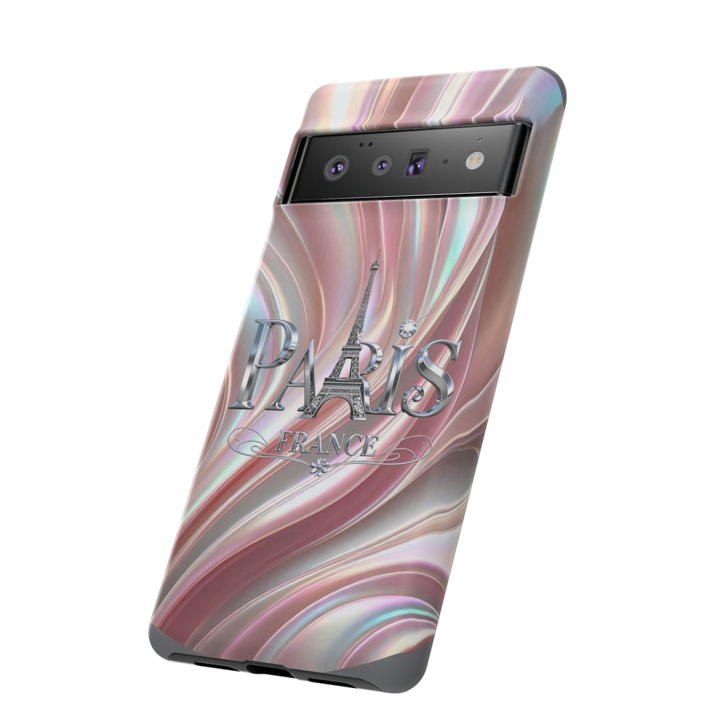 Paris Eiffel Phone Case — Iridescent Swirl Tough Case Printify