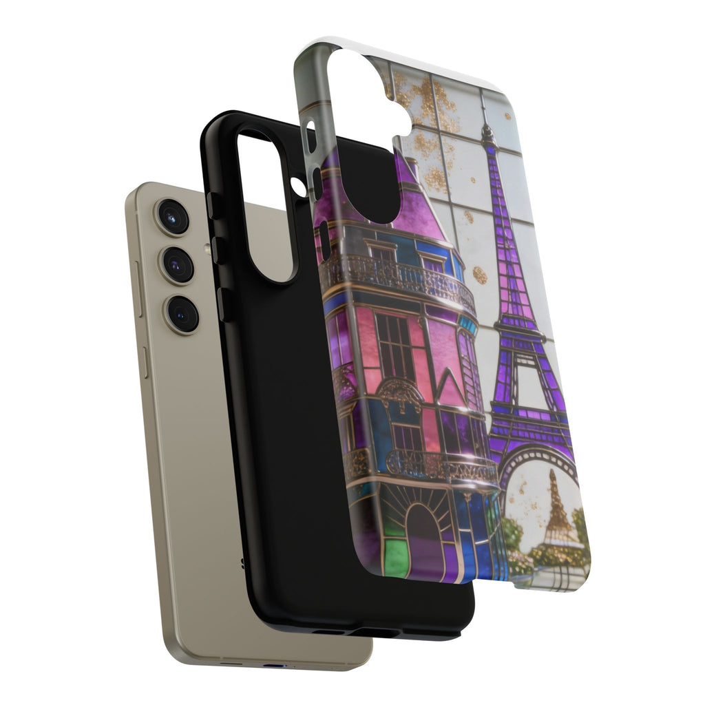 Parisian Eiffel Tower Tough Phone Case — Purple Vintage Cityscape Printify