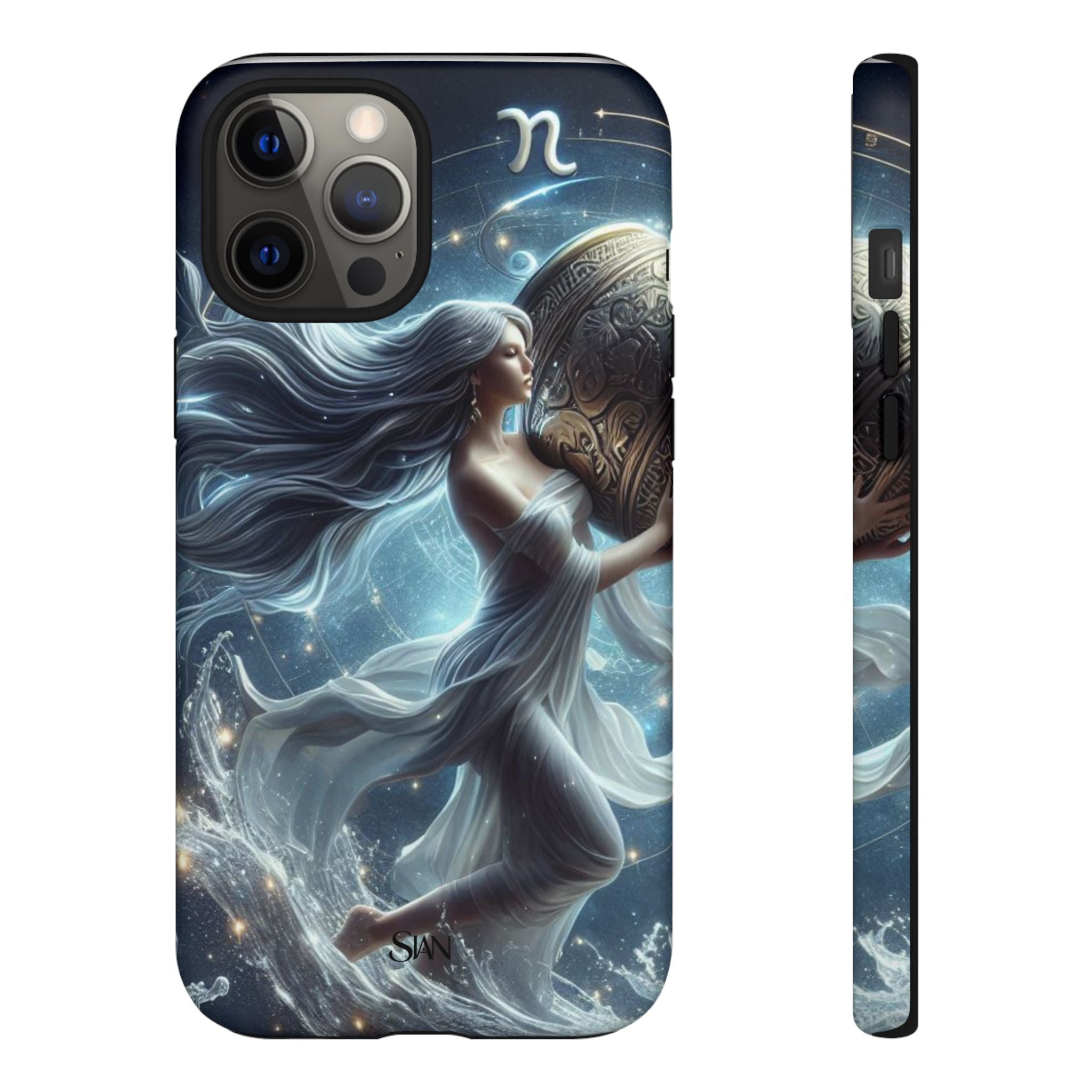 Moonlit Athena figure phone case | Goddess warrior celestial art tough case Printify