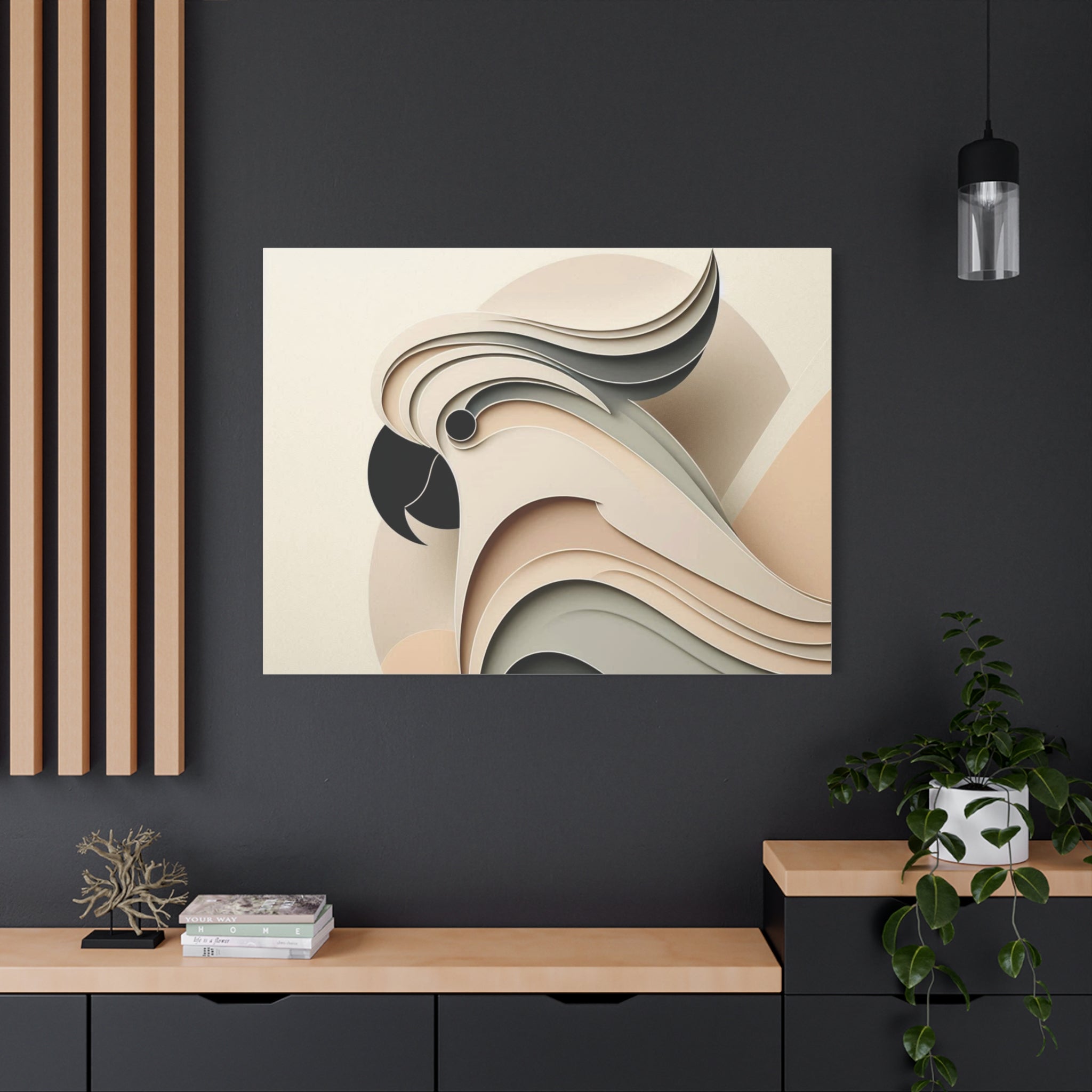 Abstract Paper Cut Cockatoo Matte Canvas Printify