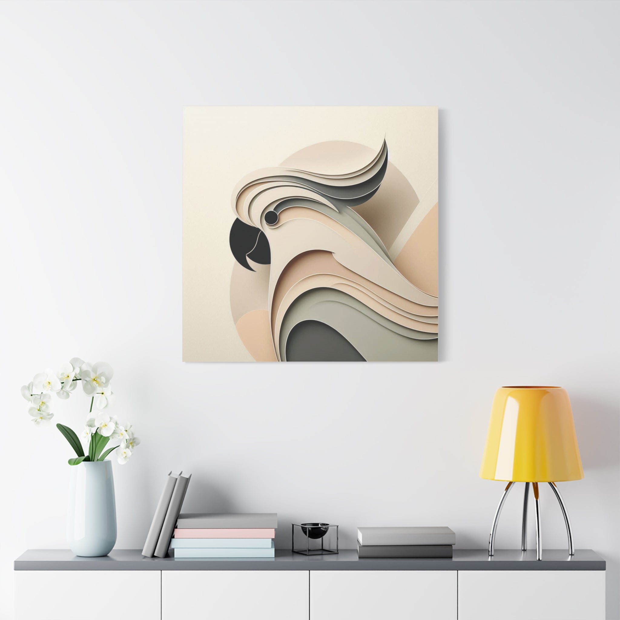 Abstract Paper Cut Cockatoo Matte Canvas Printify