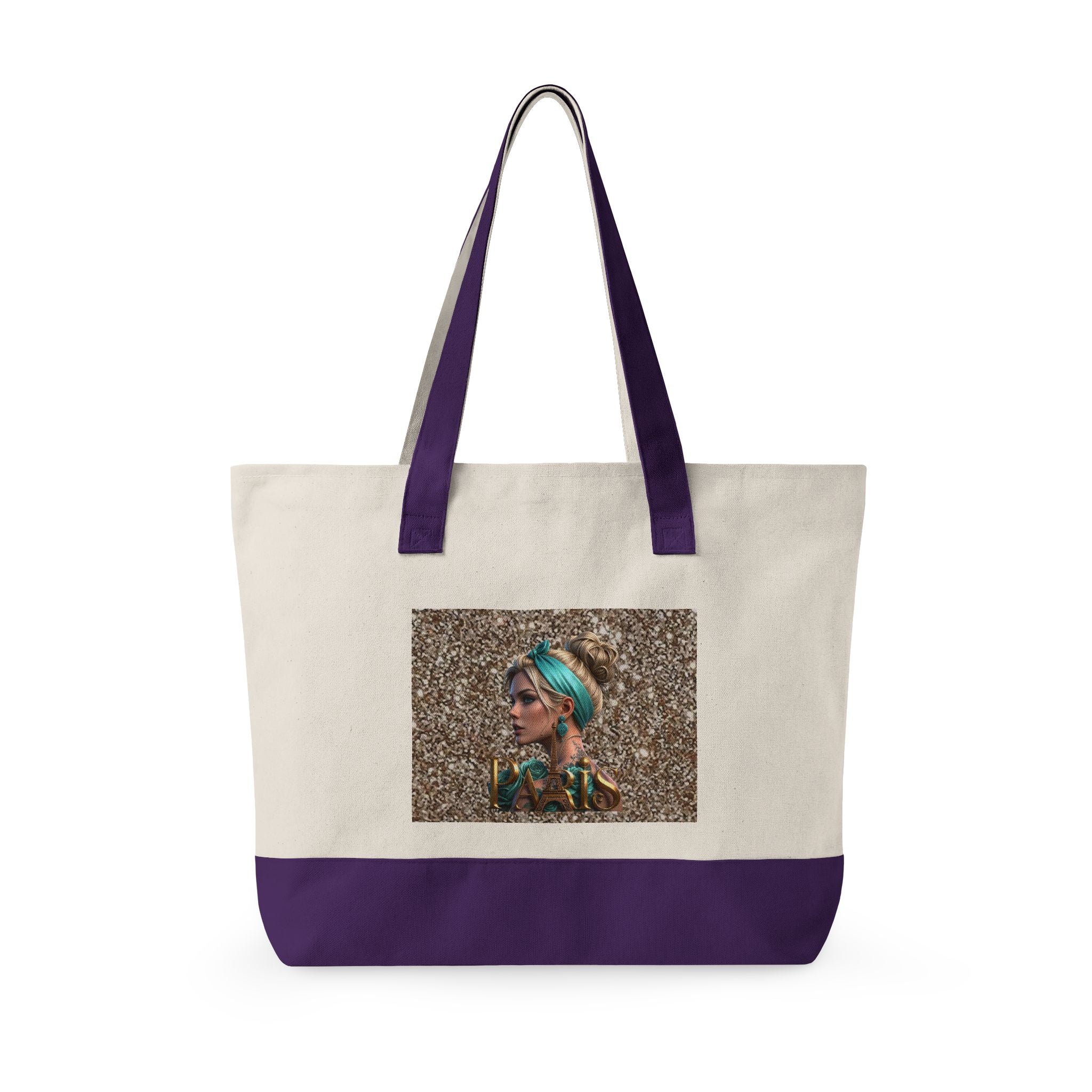 Canvas Tote Bag — Boho Woman Portrait on Glitter Background Printify