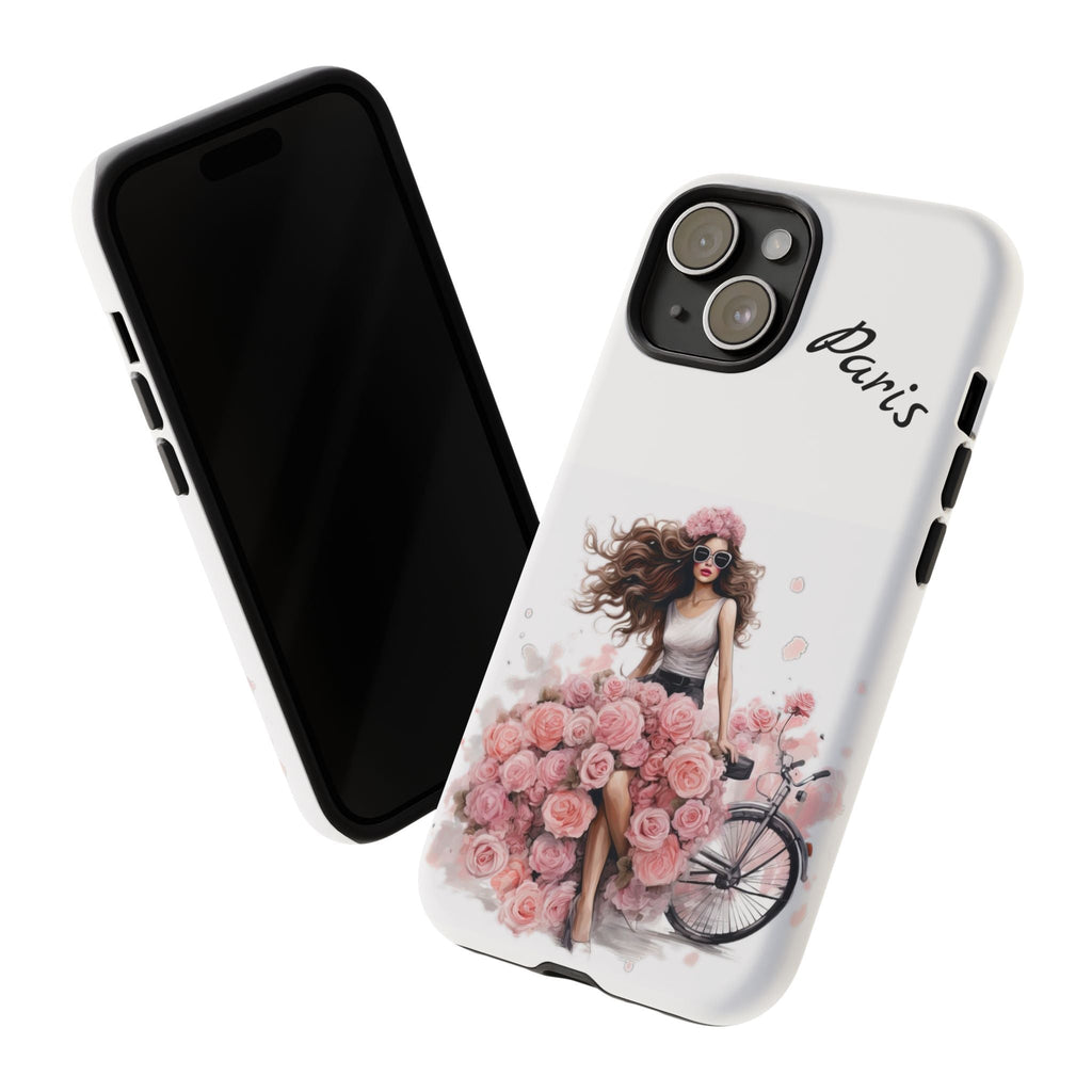 Paris Rose Bicycle woman phone case | Floral iPhone case Printify