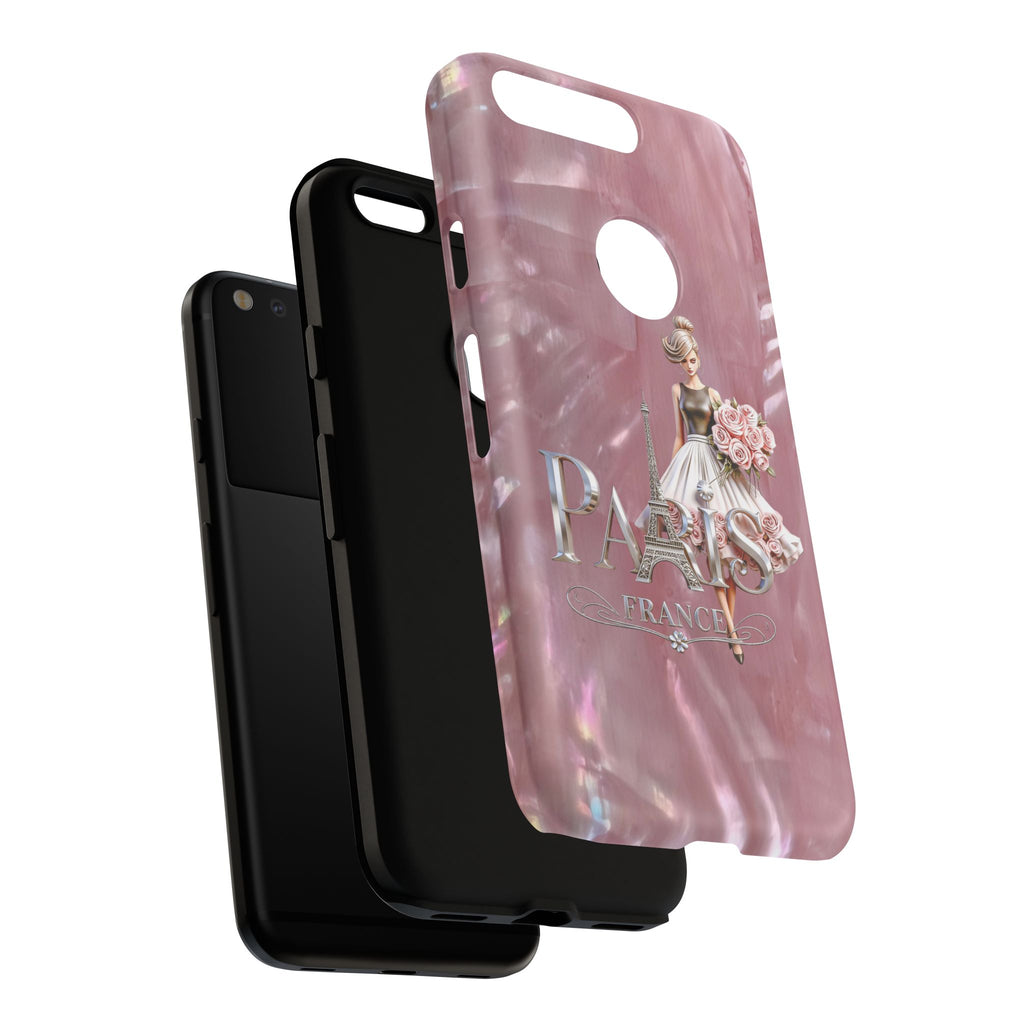 Paris Floral Phone Case - Pink Eiffel Tower Fashion Girl Tough Case Printify