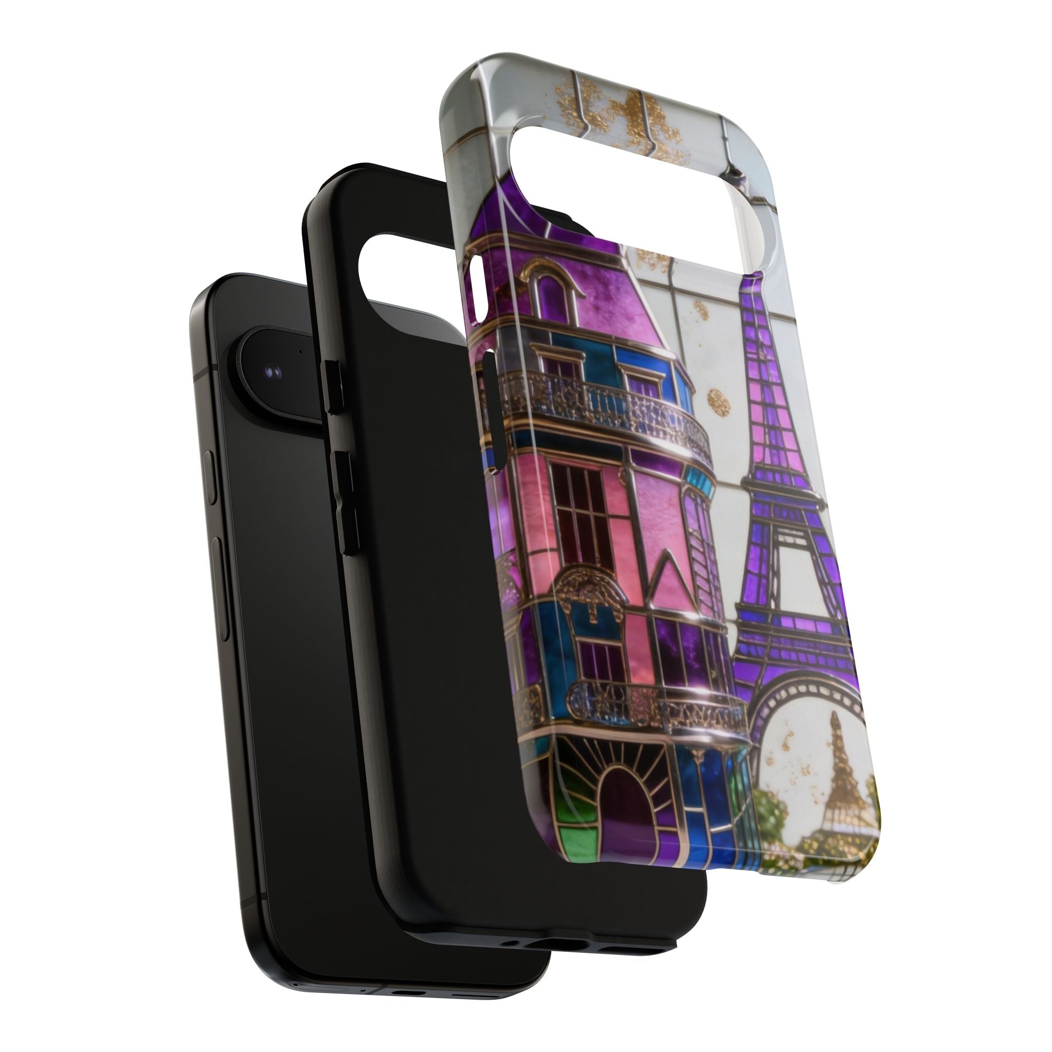 Parisian Eiffel Tower Tough Phone Case — Purple Vintage Cityscape Printify