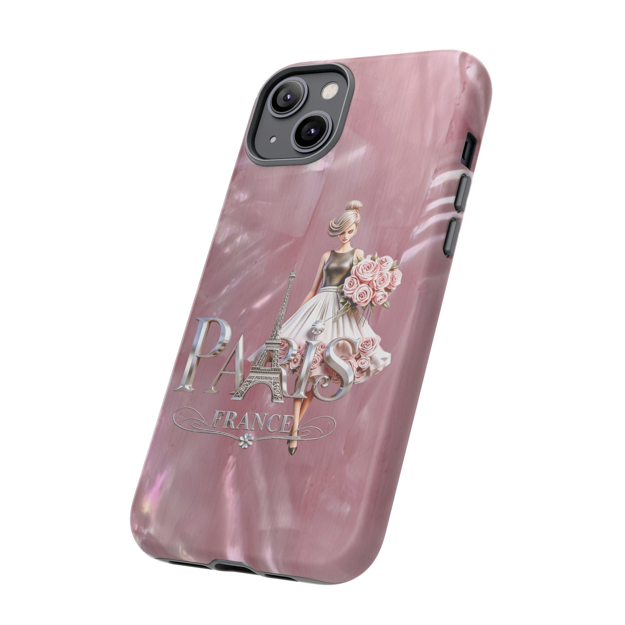 Paris Floral Phone Case - Pink Eiffel Tower Fashion Girl Tough Case Printify