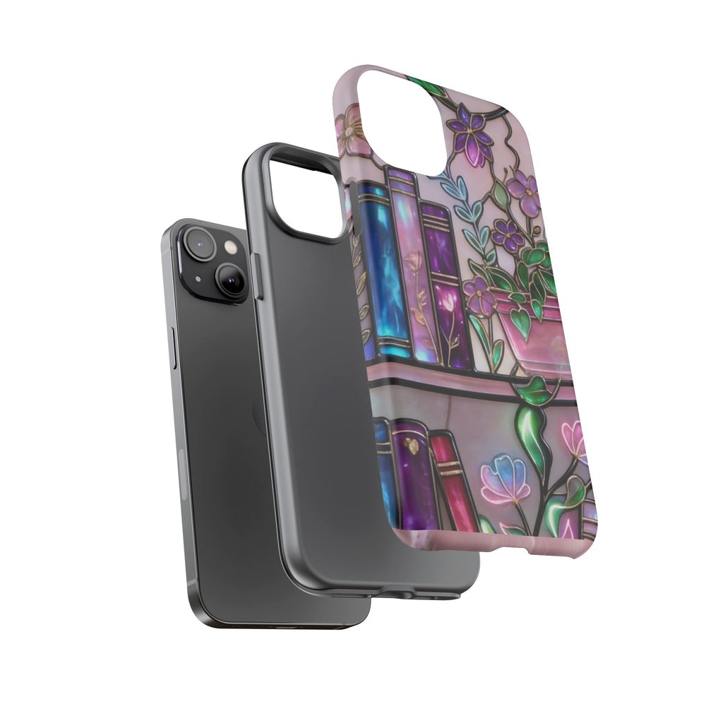 Floral Bookshelf Phone Case — Pastel Botanicals & Magical Book Art Printify