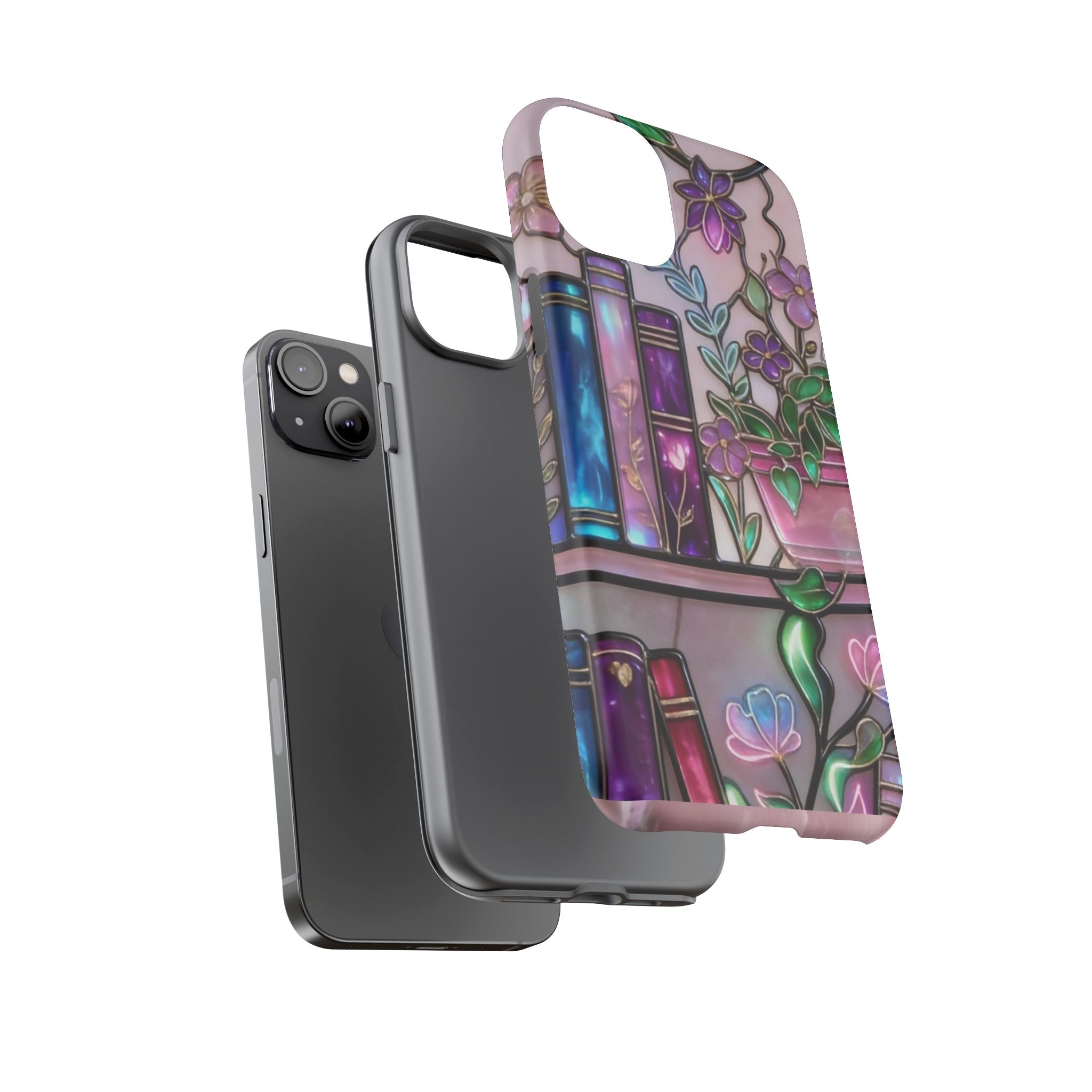 Floral Bookshelf Phone Case — Pastel Botanicals & Magical Book Art Printify