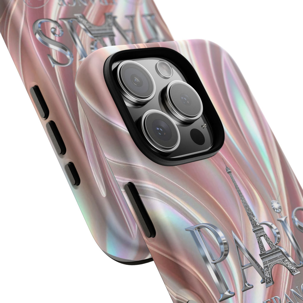 Paris Eiffel Phone Case — Iridescent Swirl Tough Case Printify