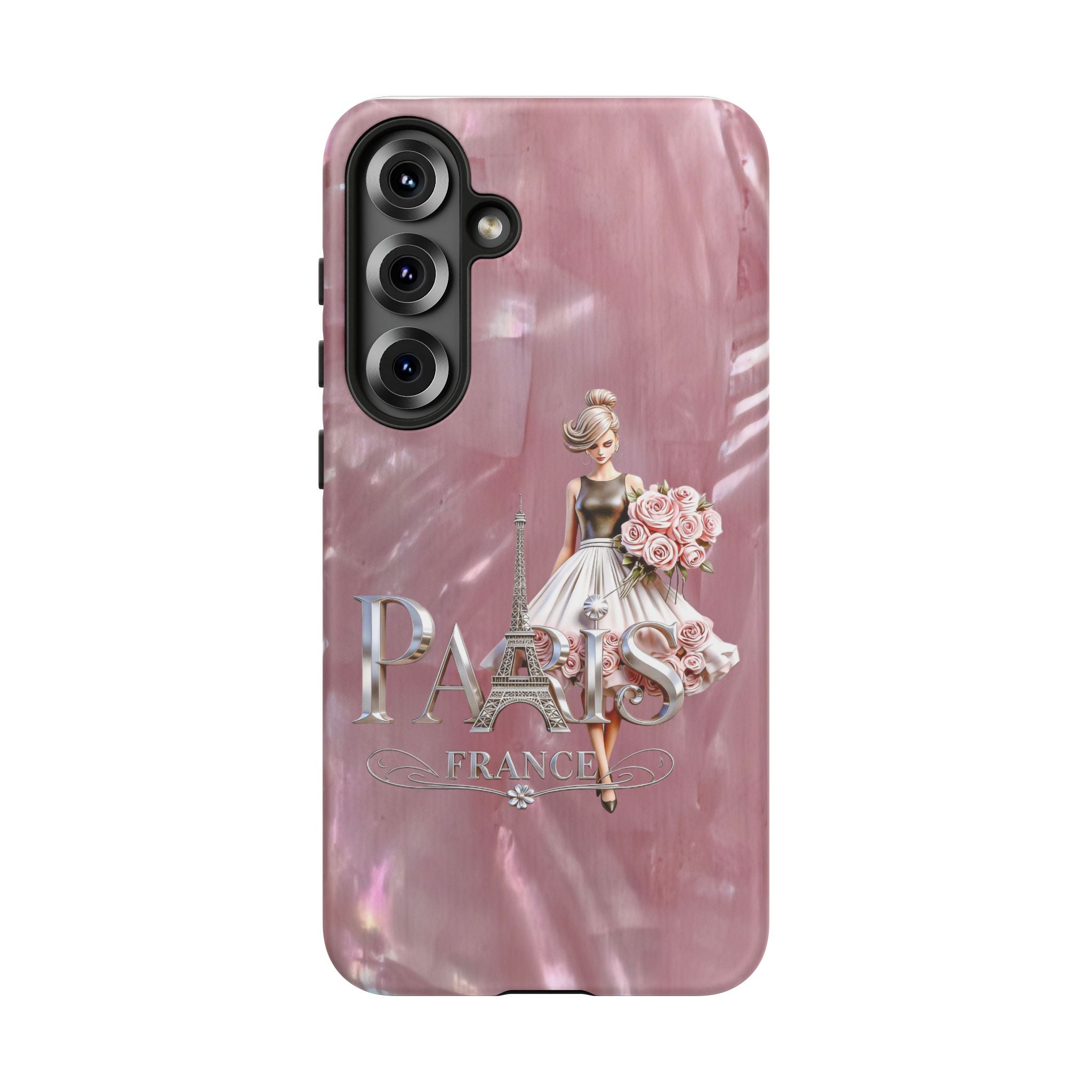 Paris Floral Phone Case - Pink Eiffel Tower Fashion Girl Tough Case Printify