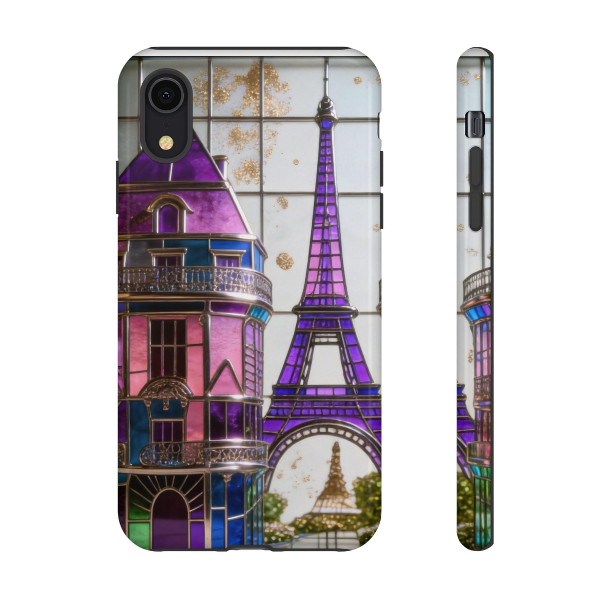 Parisian Eiffel Tower Tough Phone Case — Purple Vintage Cityscape Printify