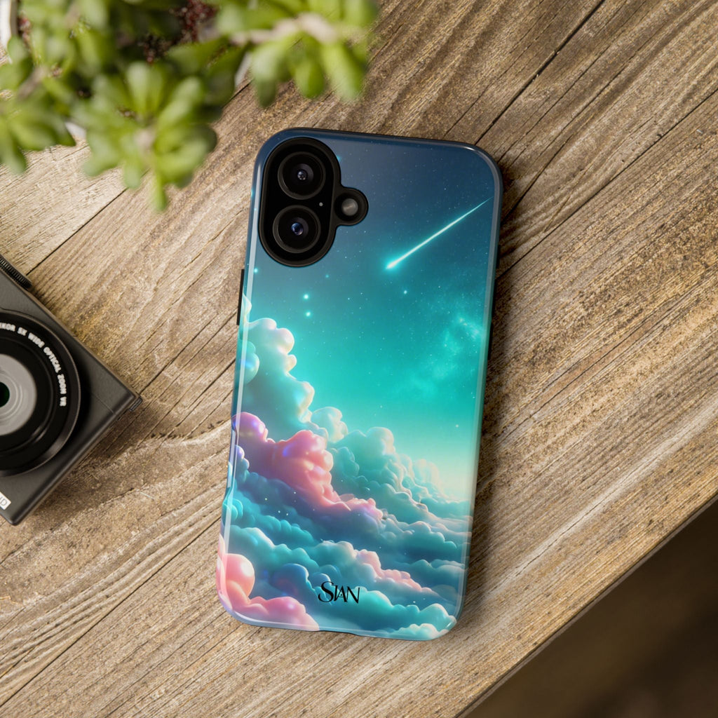 Dreamy Pastel Clouds with Shooting Star phone case Printify