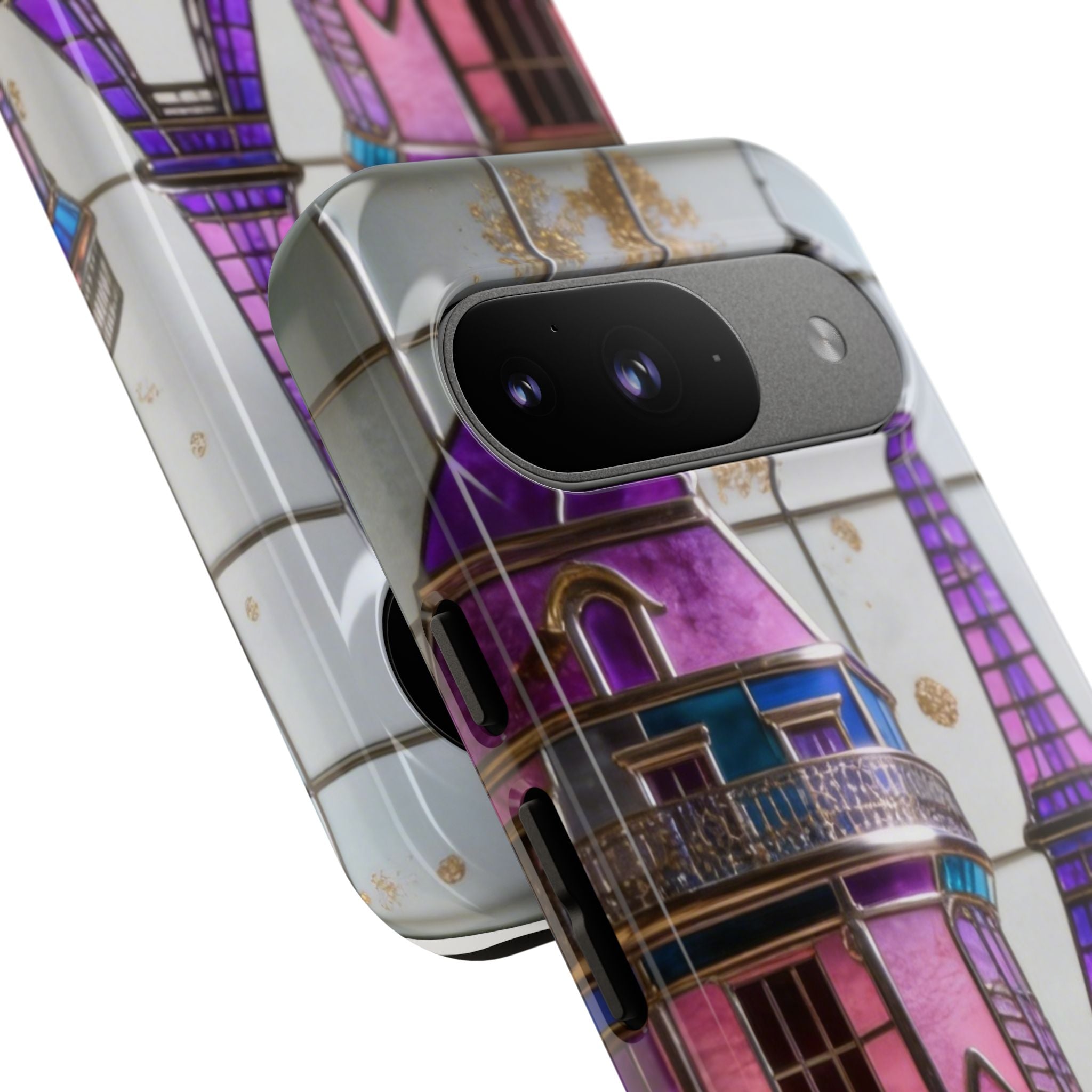 Parisian Eiffel Tower Tough Phone Case — Purple Vintage Cityscape Printify