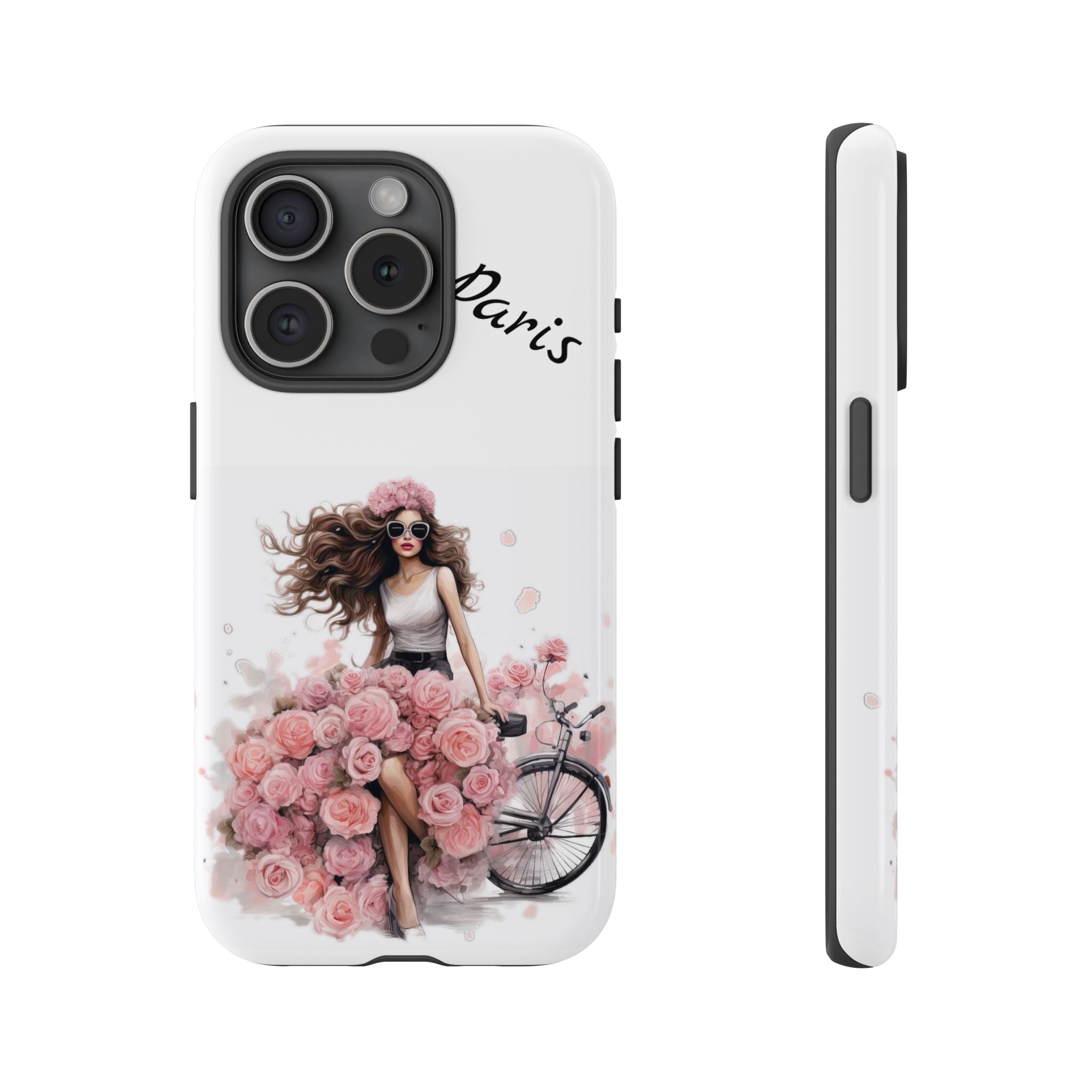 Paris Rose Bicycle woman phone case | Floral iPhone case Printify